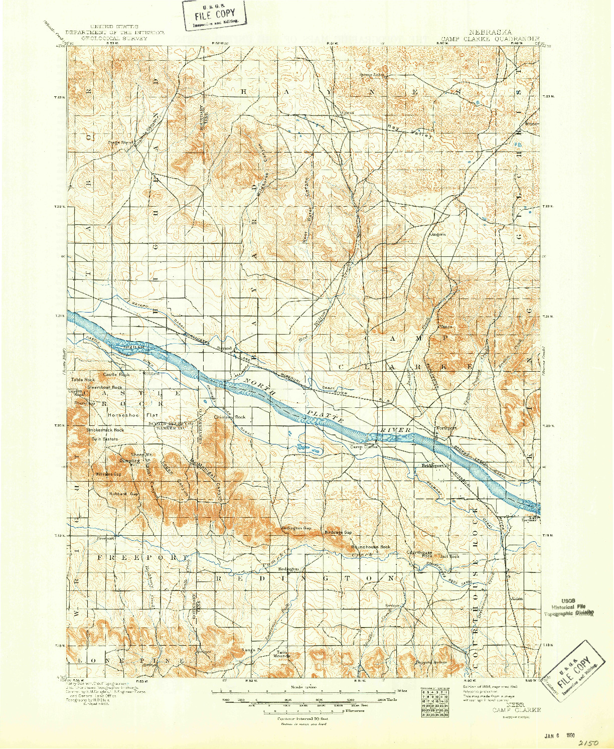 USGS 1:125000-SCALE QUADRANGLE FOR CAMP CLARKE, NE 1898