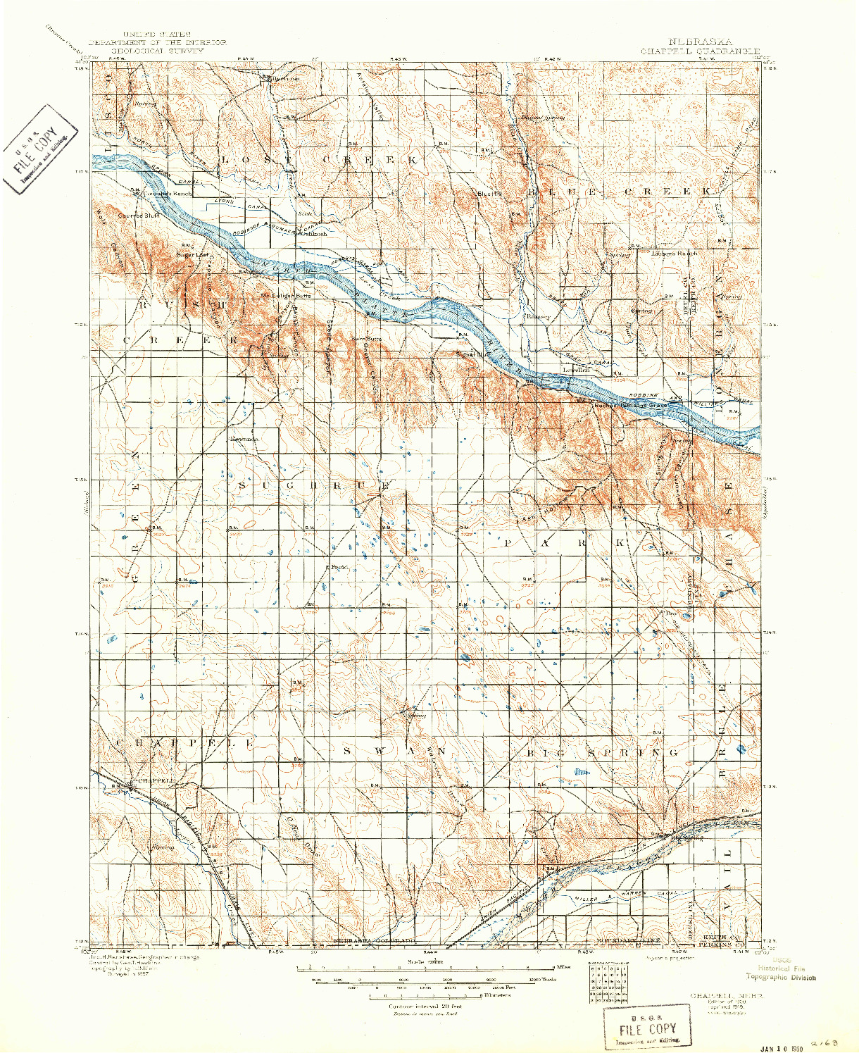 USGS 1:125000-SCALE QUADRANGLE FOR CHAPPELL, NE 1900