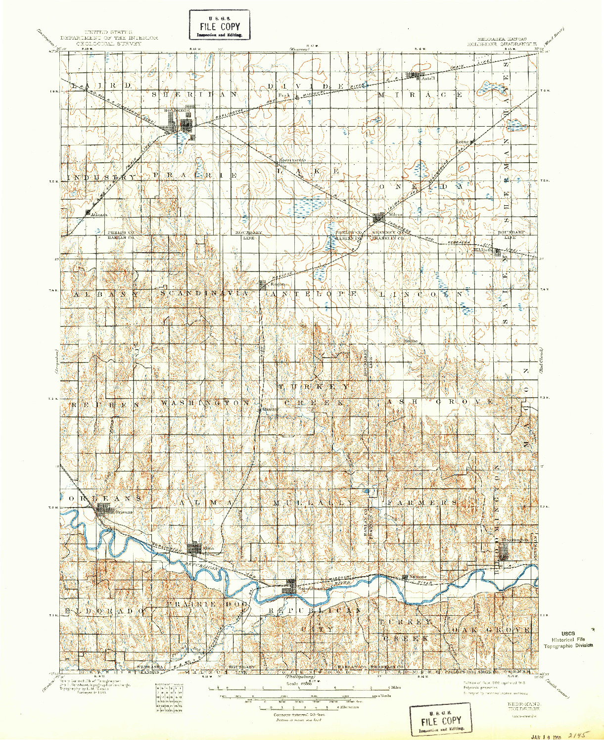 USGS 1:125000-SCALE QUADRANGLE FOR HOLDREGE, NE 1896