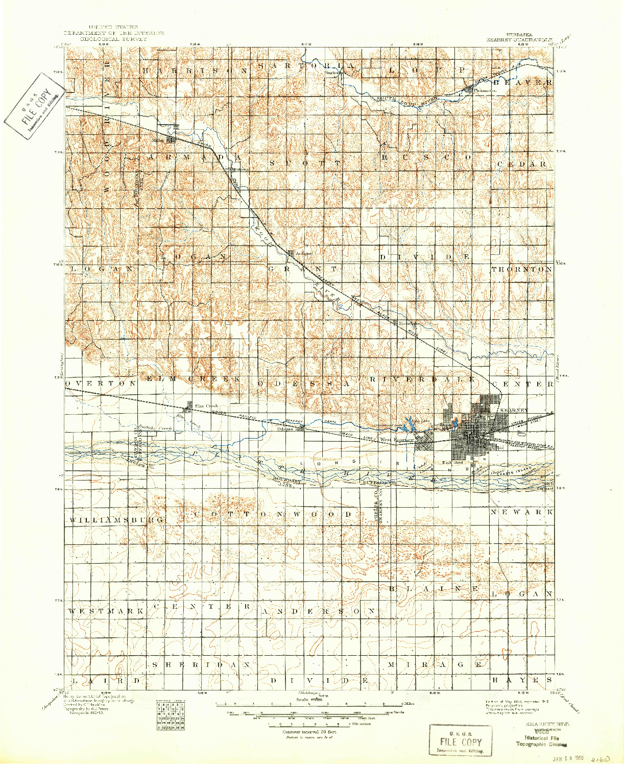 USGS 1:125000-SCALE QUADRANGLE FOR KEARNEY, NE 1896