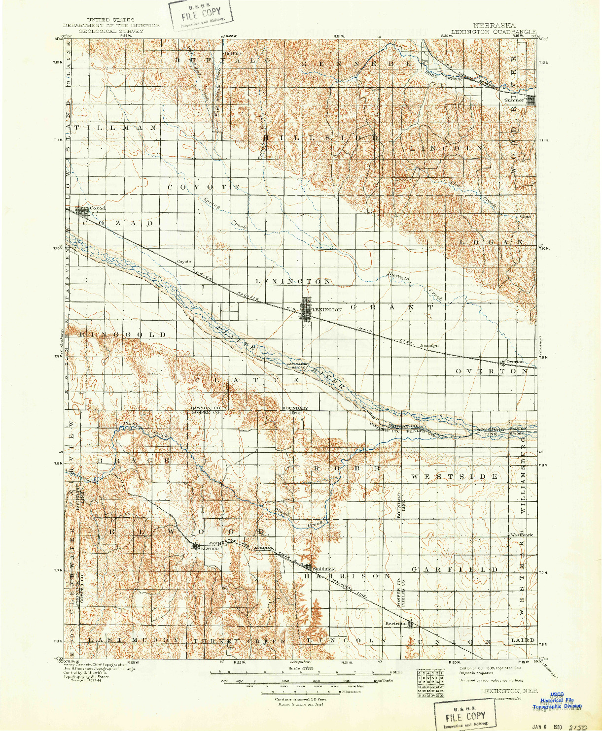 USGS 1:125000-SCALE QUADRANGLE FOR LEXINGTON, NE 1899