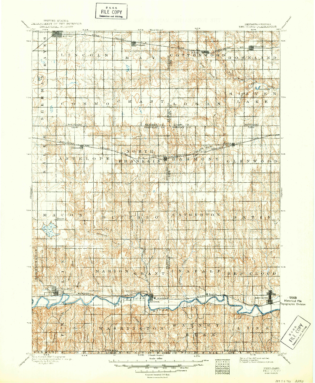 USGS 1:125000-SCALE QUADRANGLE FOR RED CLOUD, NE 1897