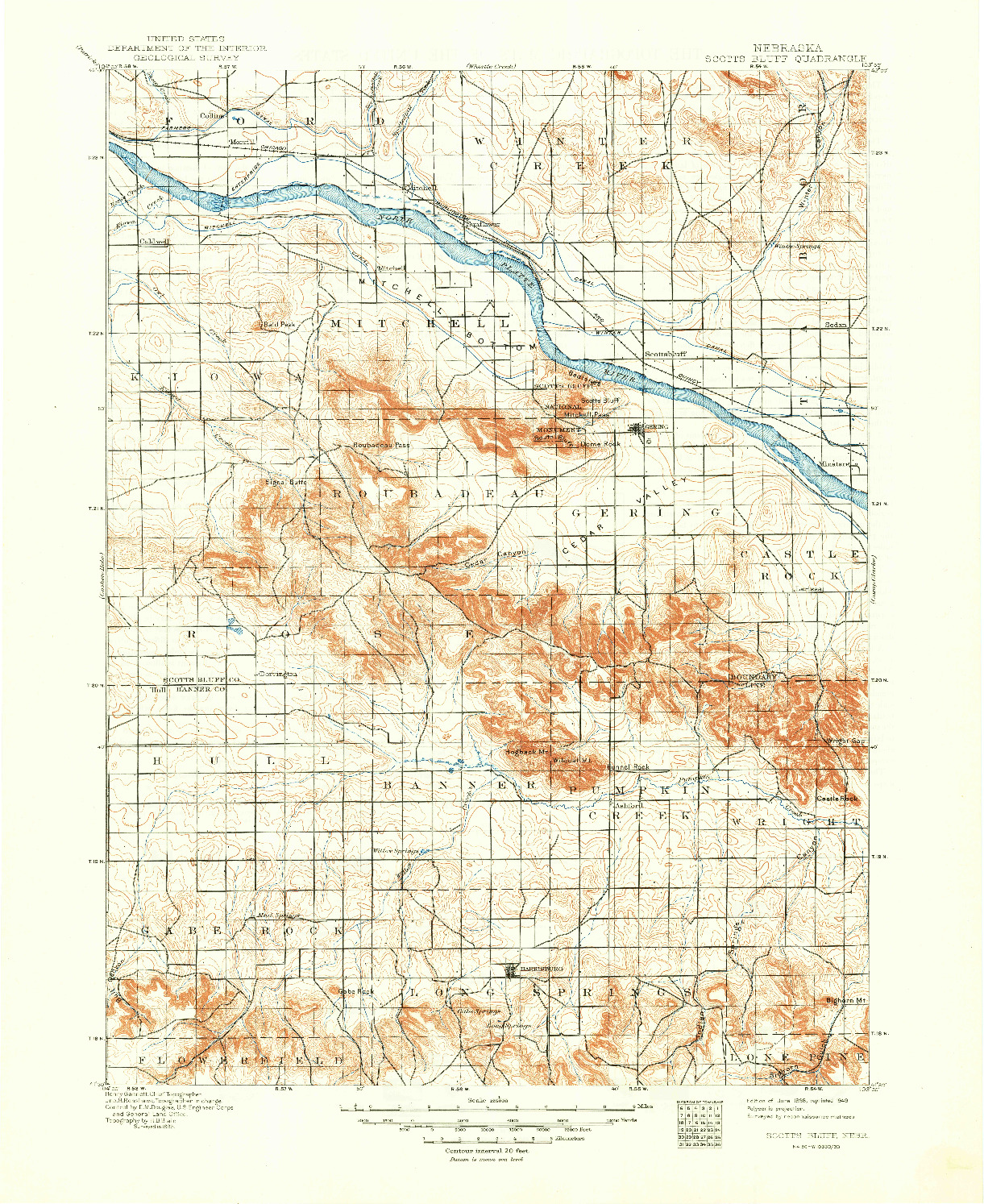 USGS 1:125000-SCALE QUADRANGLE FOR SCOTTS BLUFF, NE 1898