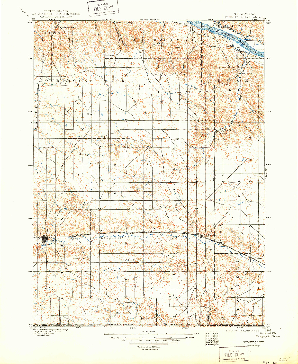 USGS 1:125000-SCALE QUADRANGLE FOR SIDNEY, NE 1899