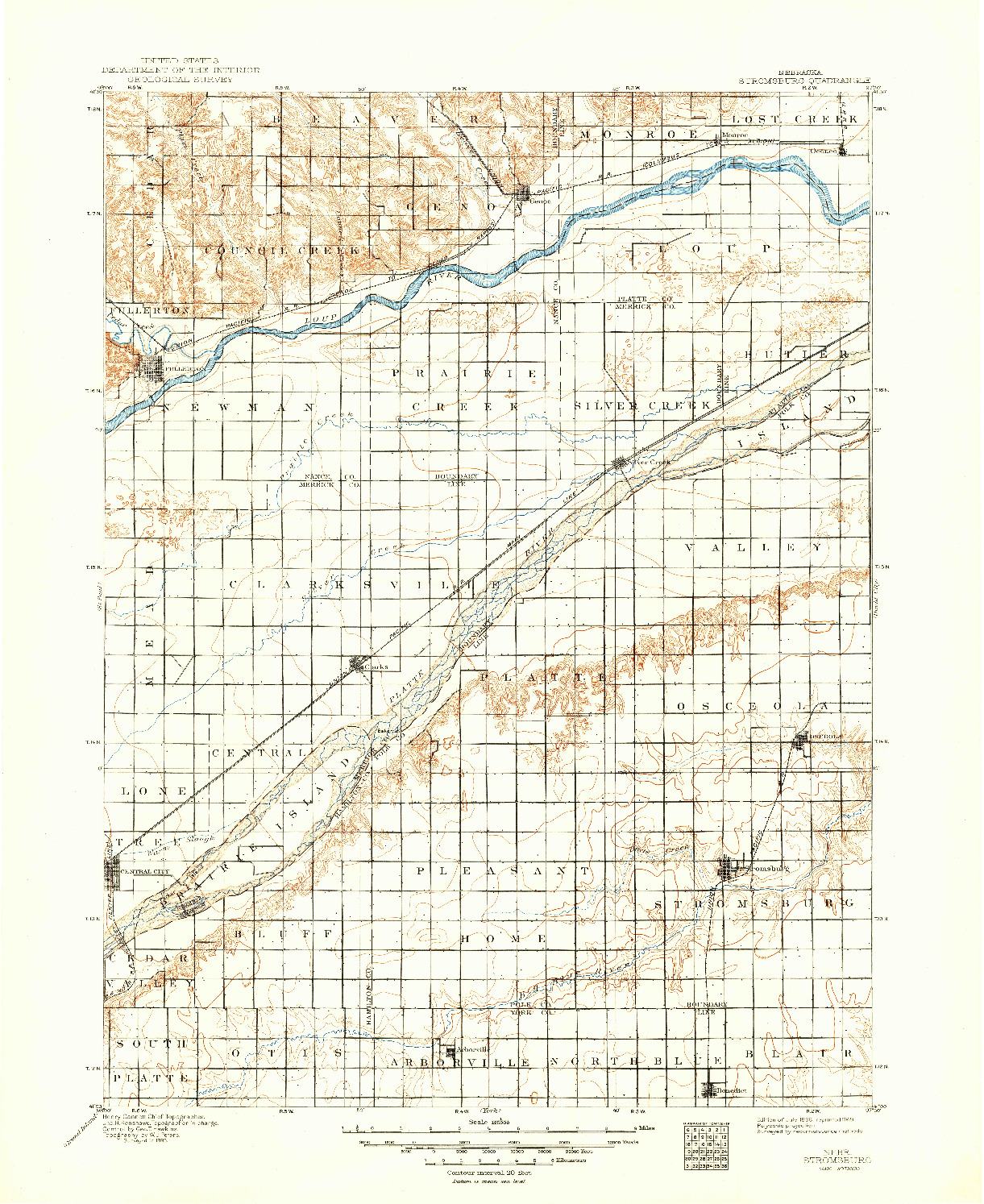 USGS 1:125000-SCALE QUADRANGLE FOR STROMSBURG, NE 1896