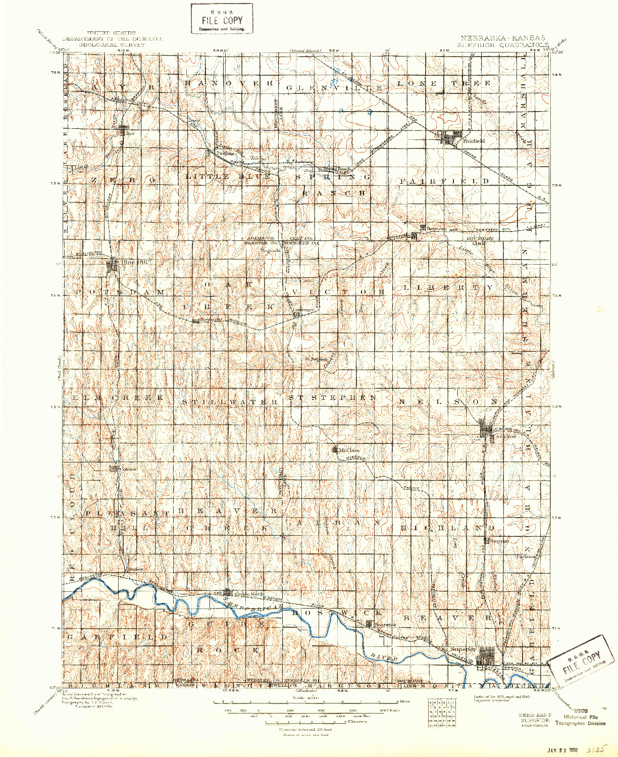 USGS 1:125000-SCALE QUADRANGLE FOR SUPERIOR, NE 1898