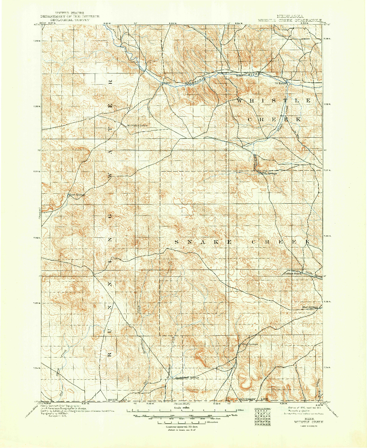 USGS 1:125000-SCALE QUADRANGLE FOR WHISTLE CREEK, NE 1899