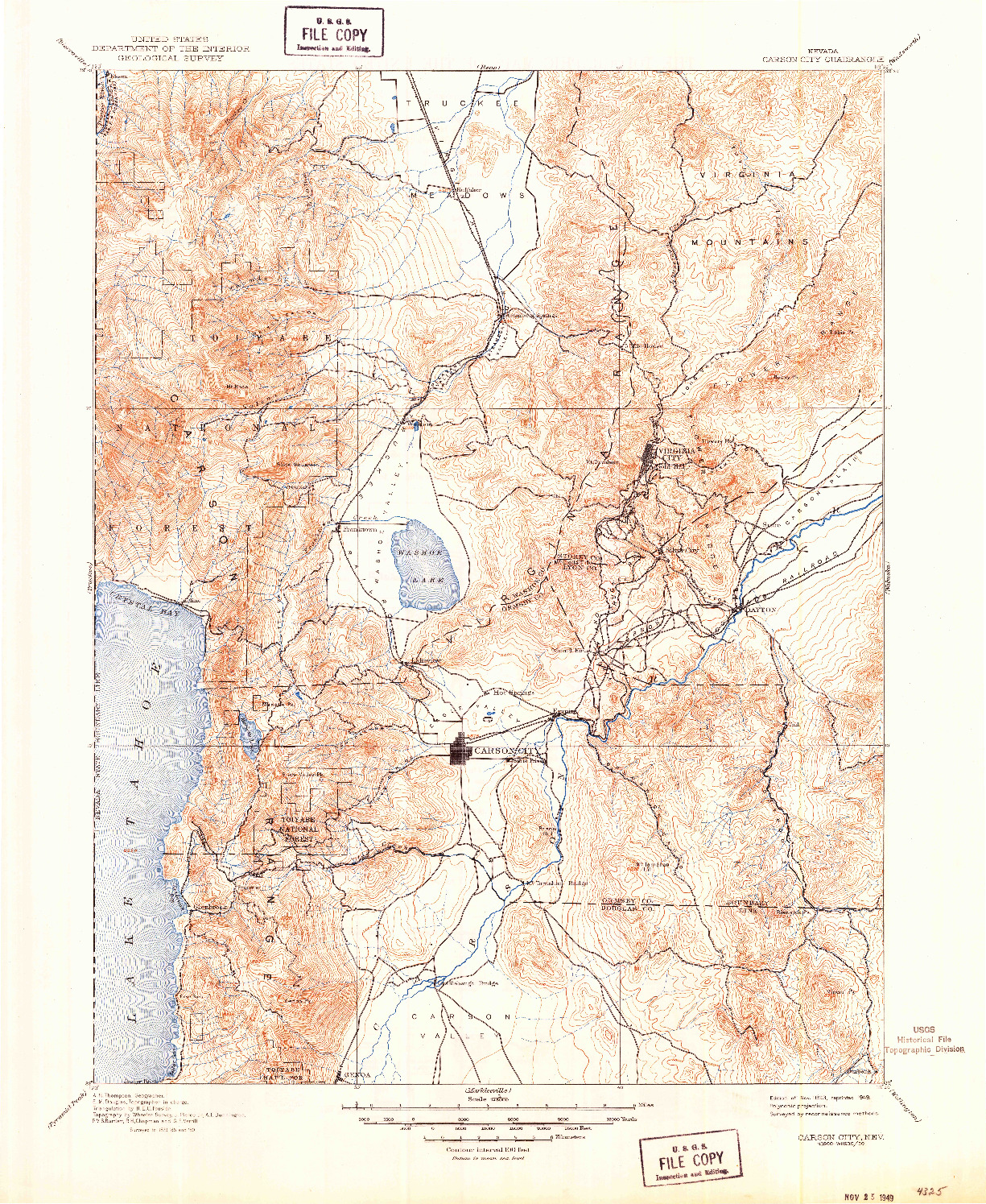 USGS 1:125000-SCALE QUADRANGLE FOR CARSON CITY, NV 1893