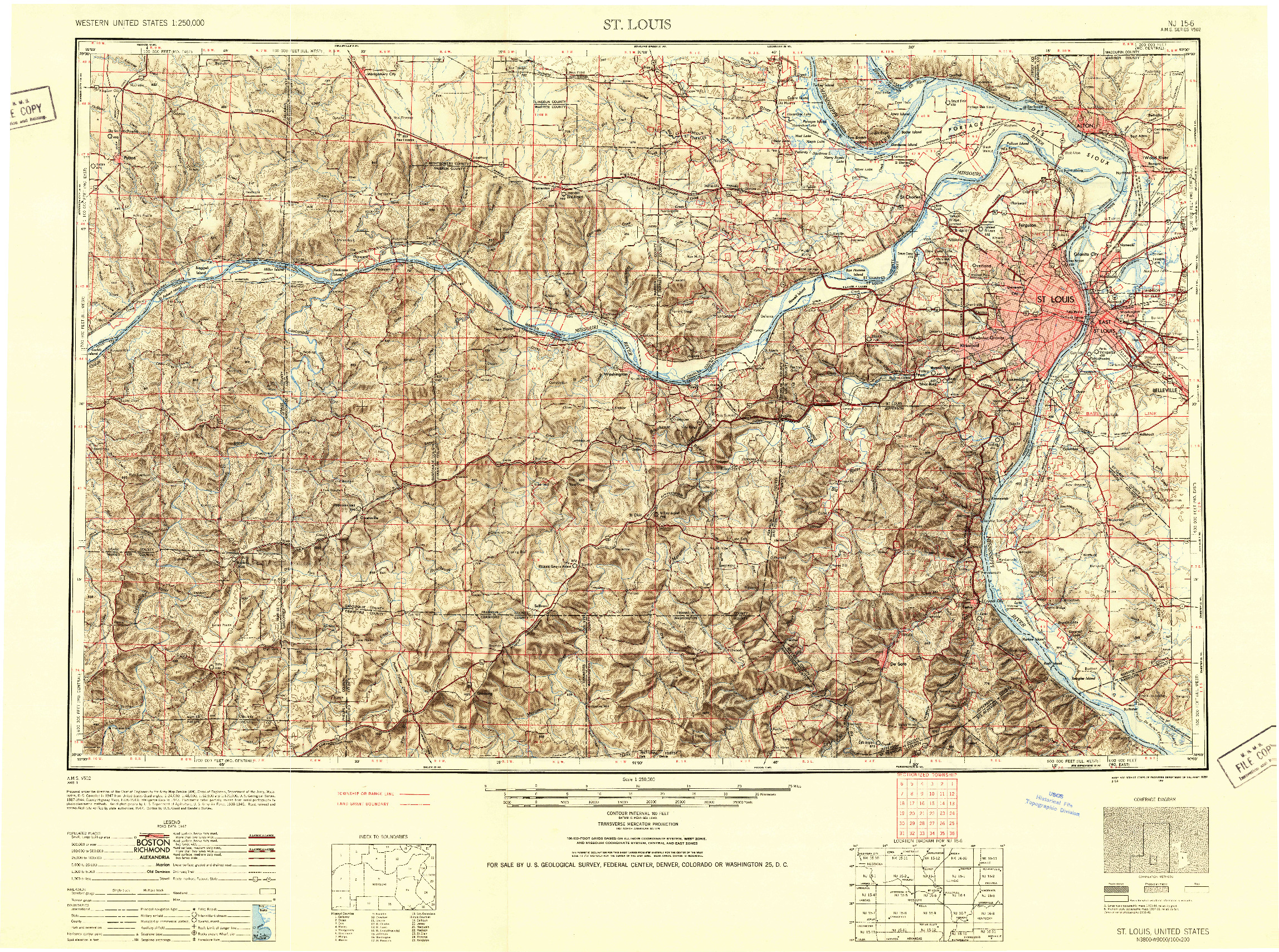 USGS 1:250000-SCALE QUADRANGLE FOR ST. LOUIS, MO 1949