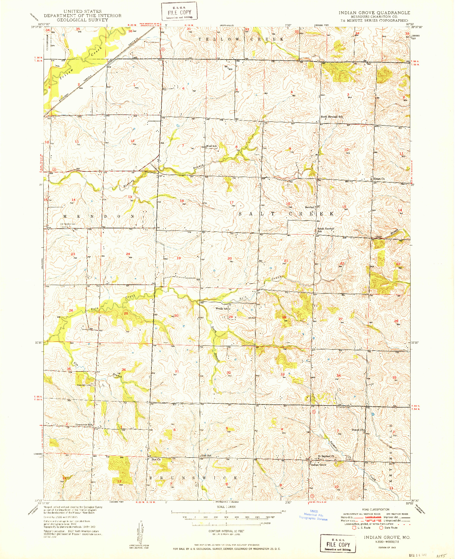 USGS 1:24000-SCALE QUADRANGLE FOR INDIAN GROVE, MO 1949