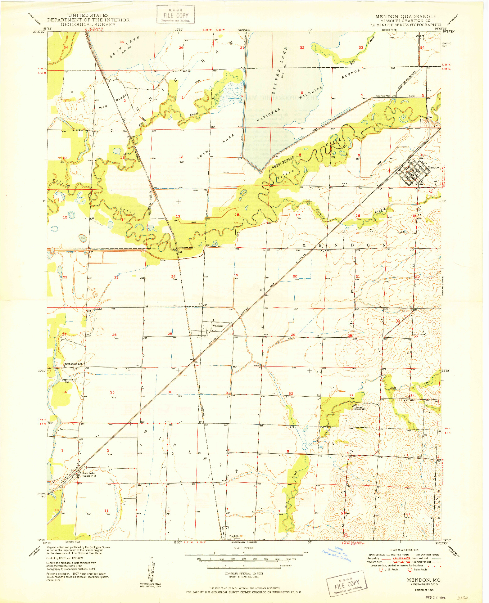 USGS 1:24000-SCALE QUADRANGLE FOR MENDON, MO 1949