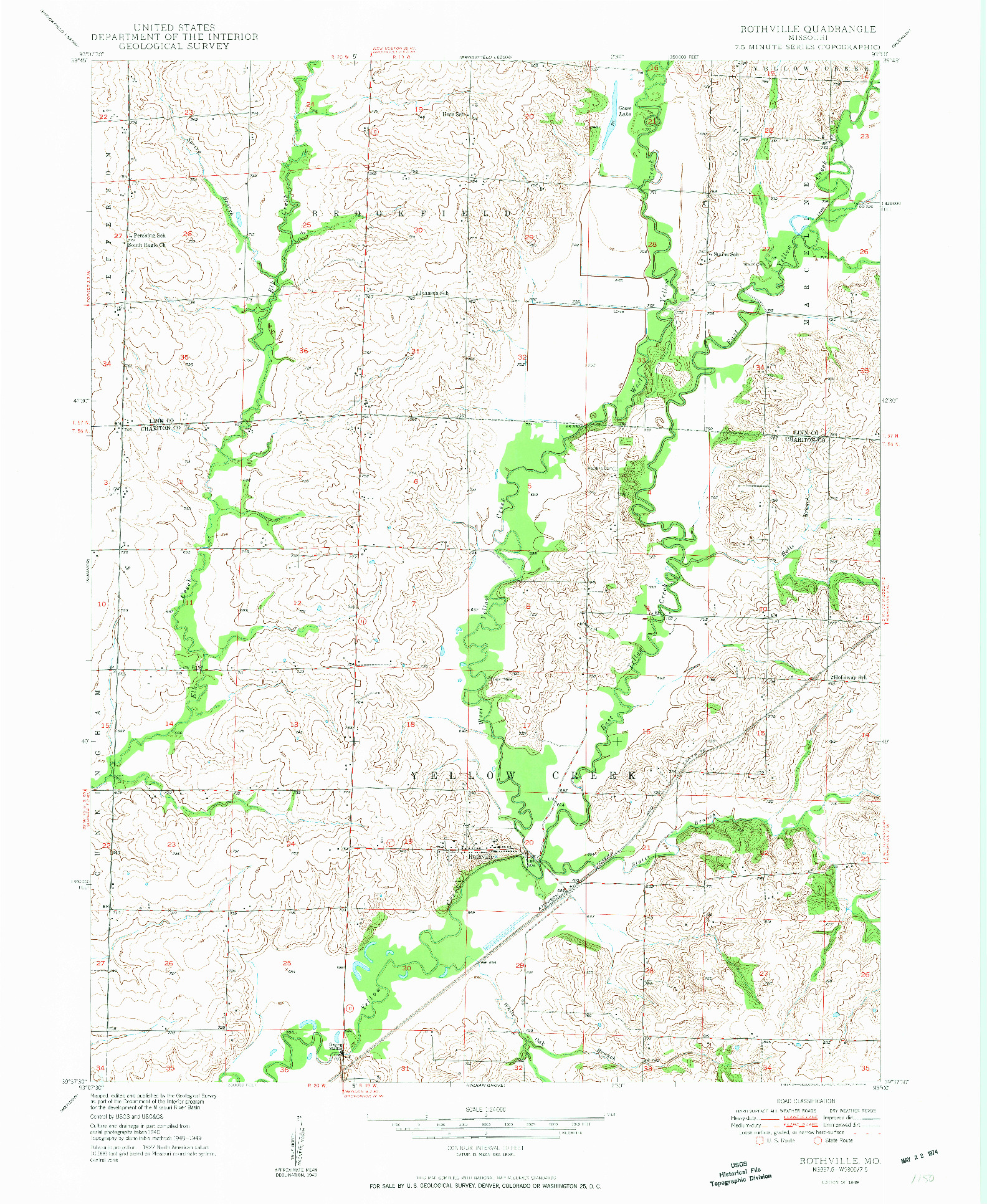 USGS 1:24000-SCALE QUADRANGLE FOR ROTHVILLE, MO 1949