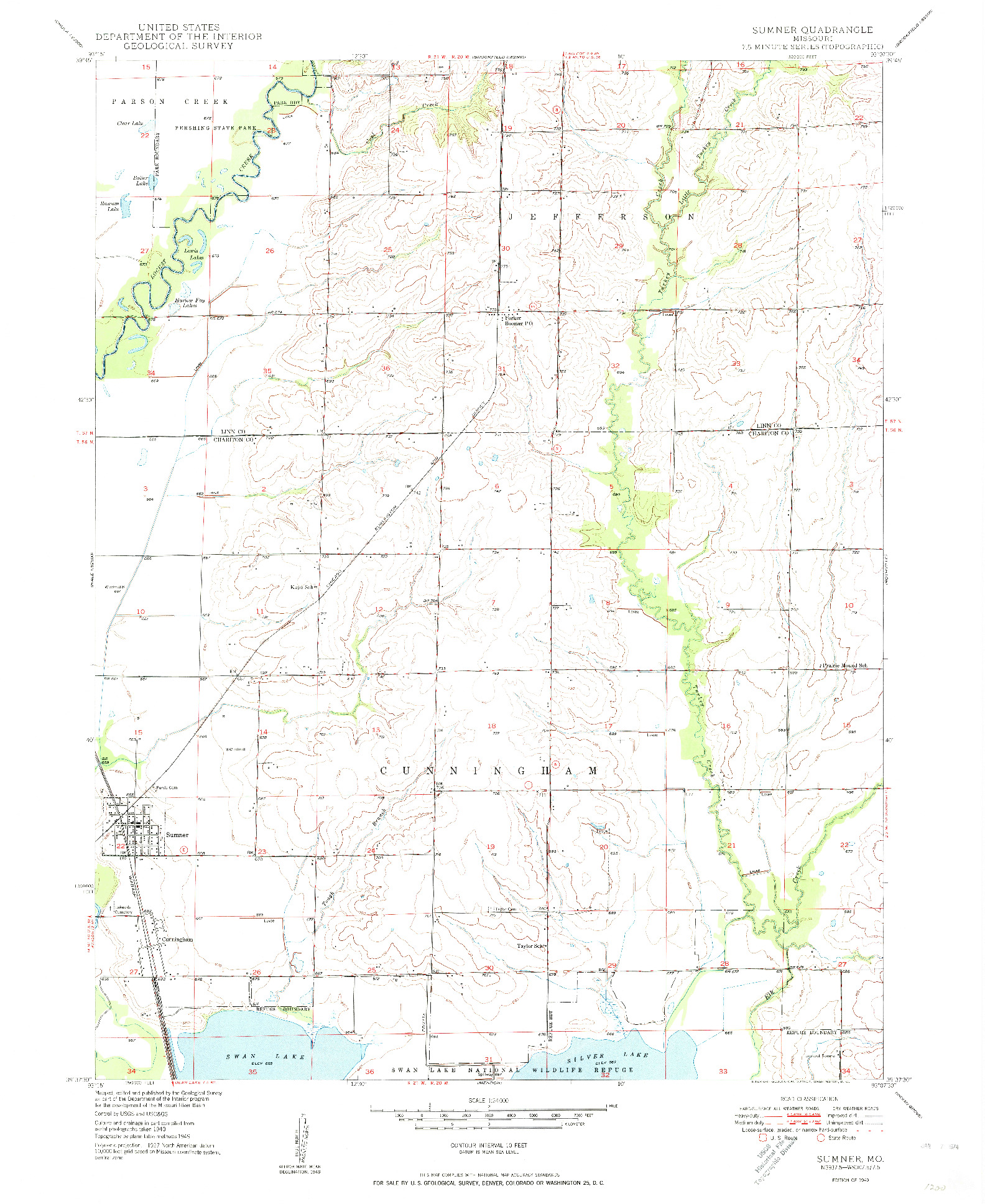 USGS 1:24000-SCALE QUADRANGLE FOR SUMNER, MO 1949