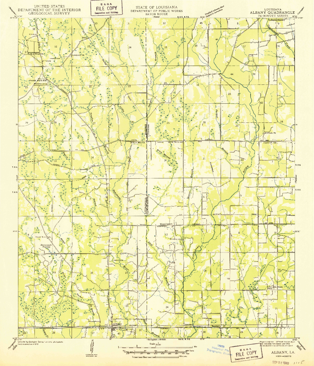 USGS 1:31680-SCALE QUADRANGLE FOR ALBANY, LA 1949