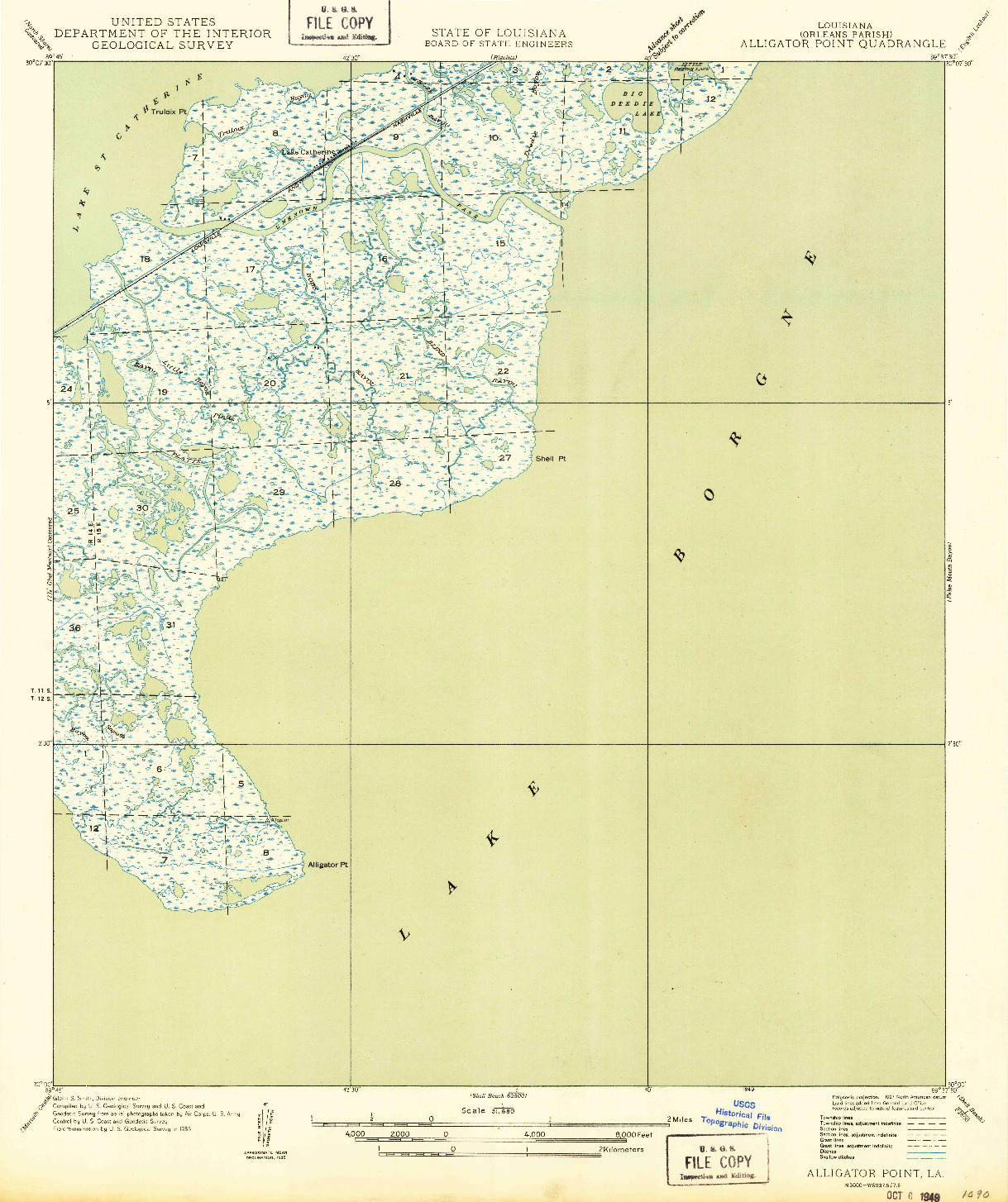 USGS 1:31680-SCALE QUADRANGLE FOR ALLIGATOR POINT, LA 1949