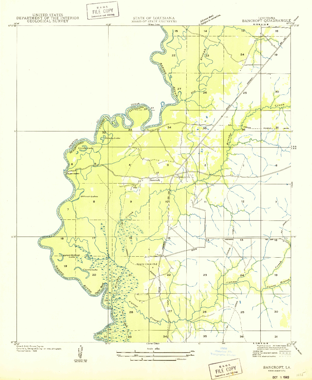 USGS 1:31680-SCALE QUADRANGLE FOR BANCROFT, LA 1949