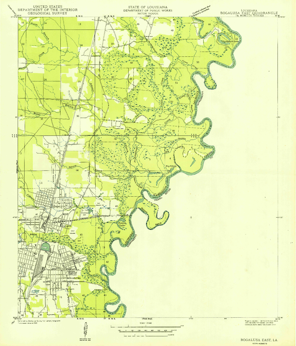 USGS 1:31680-SCALE QUADRANGLE FOR BOGALUSA EAST, LA 1949