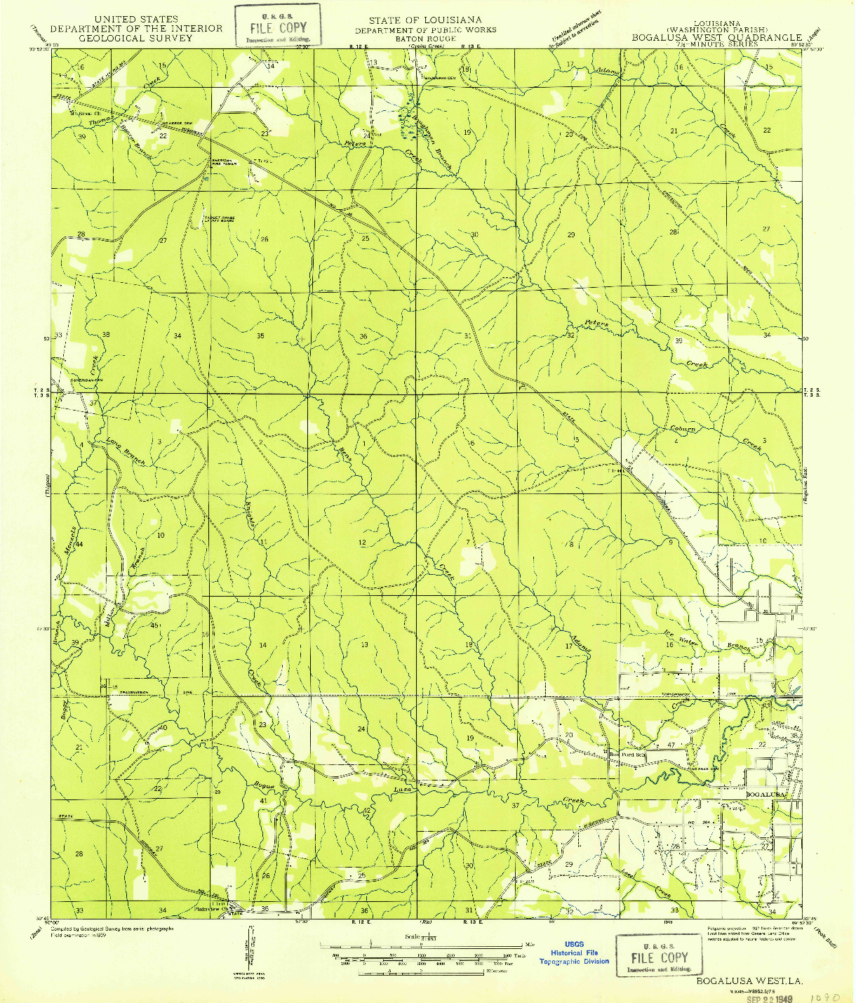 USGS 1:31680-SCALE QUADRANGLE FOR BOGALUSA WEST, LA 1949