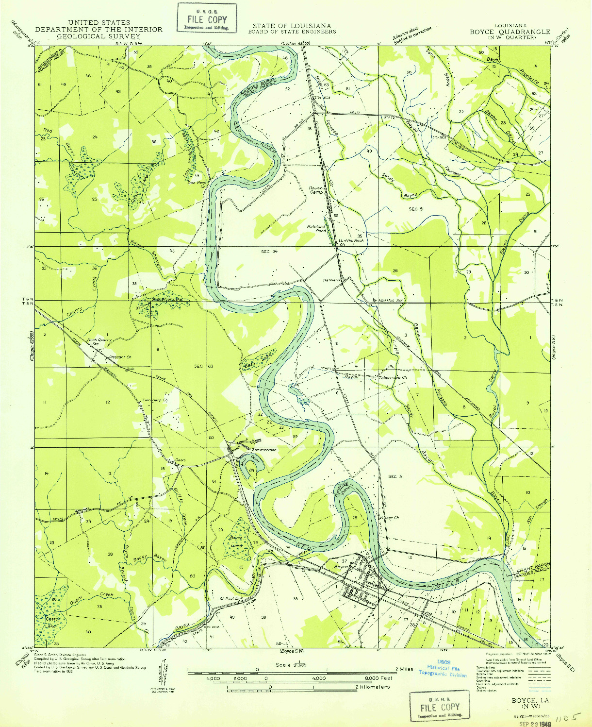 USGS 1:31680-SCALE QUADRANGLE FOR BOYCE NW, LA 1949