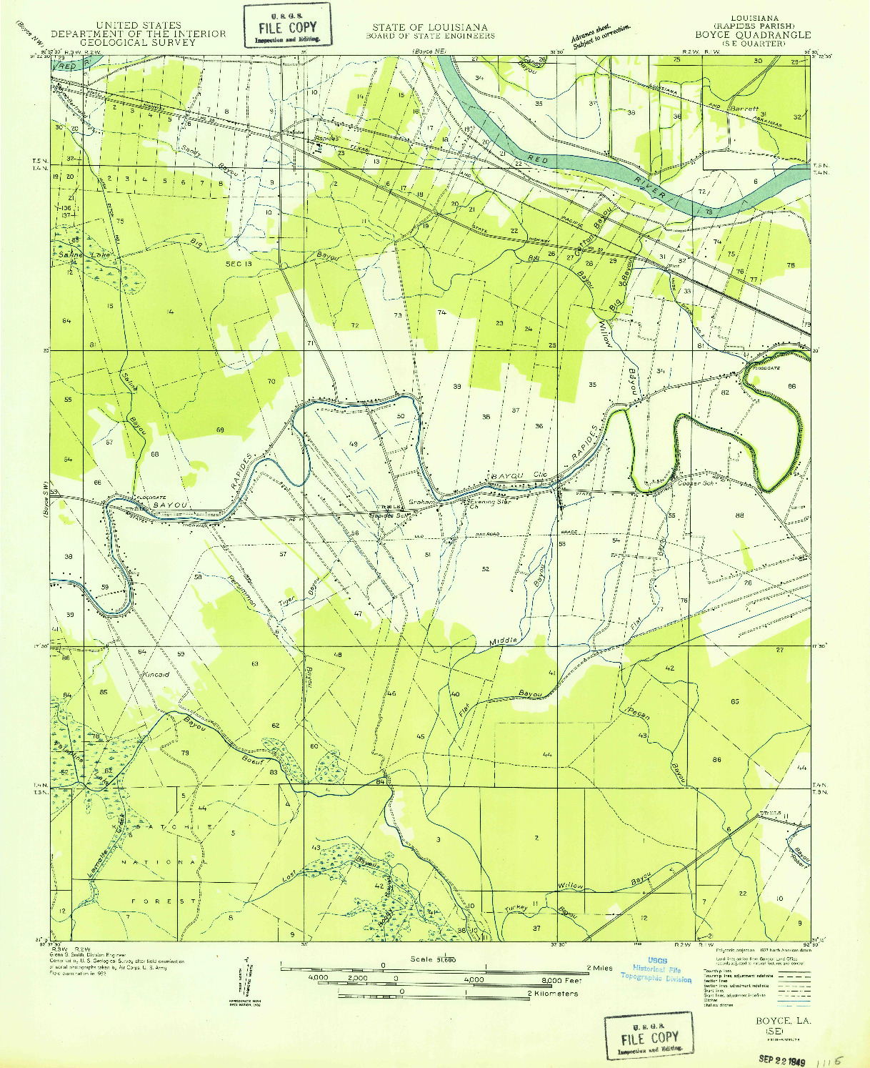 USGS 1:31680-SCALE QUADRANGLE FOR BOYCE SE, LA 1949