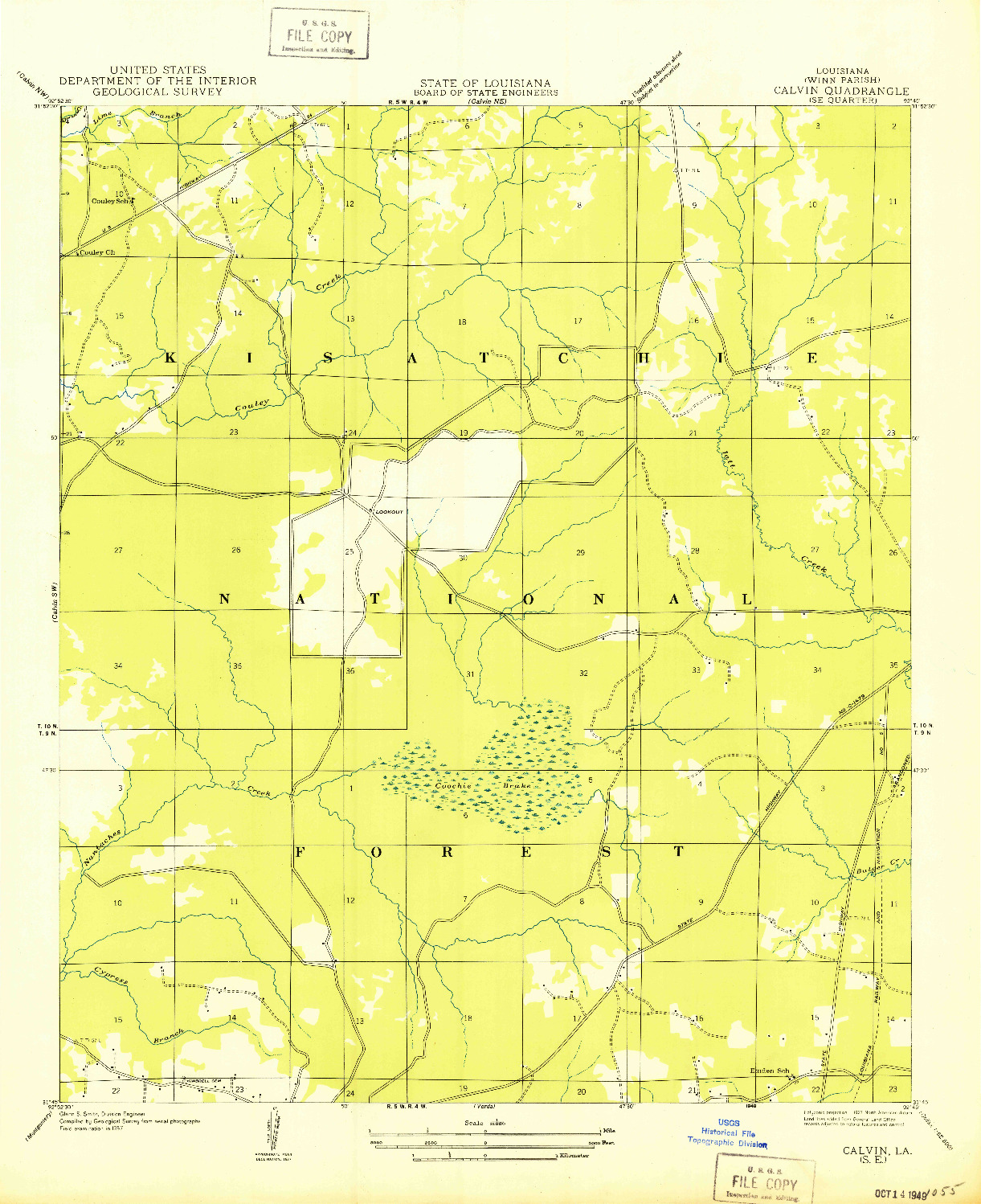 USGS 1:31680-SCALE QUADRANGLE FOR CALVIN SE, LA 1949