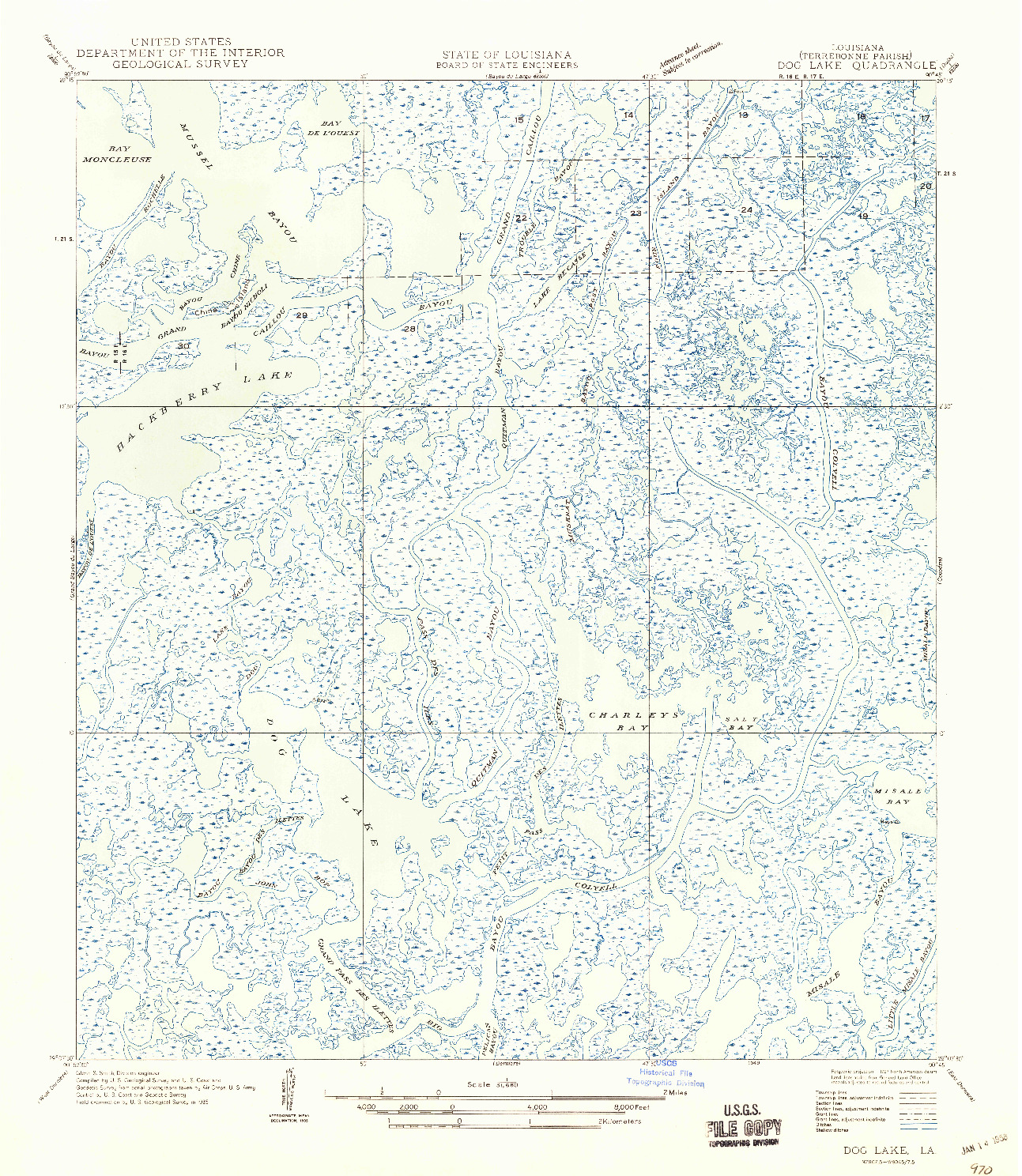 USGS 1:31680-SCALE QUADRANGLE FOR DOG LAKE, LA 1949