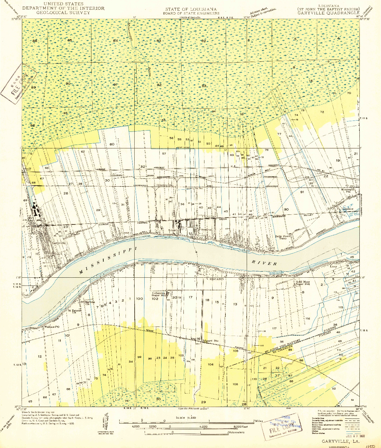 USGS 1:31680-SCALE QUADRANGLE FOR GARYVILLE, LA 1949