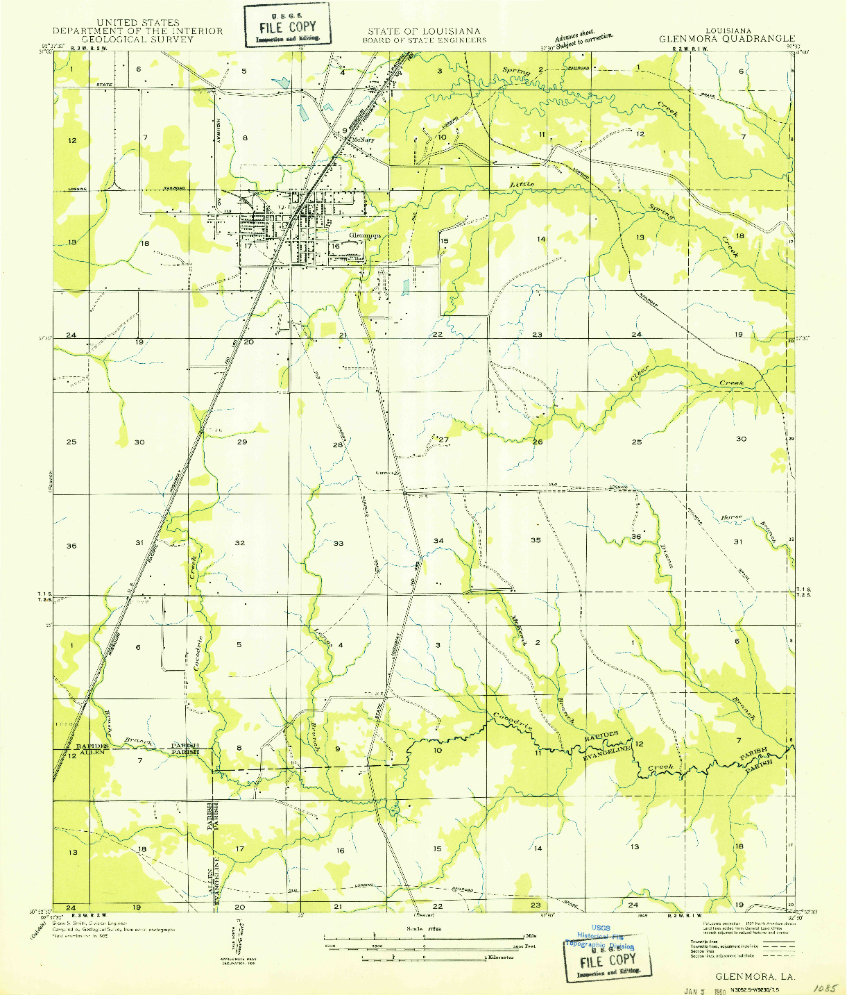 USGS 1:31680-SCALE QUADRANGLE FOR GLENMORA, LA 1949