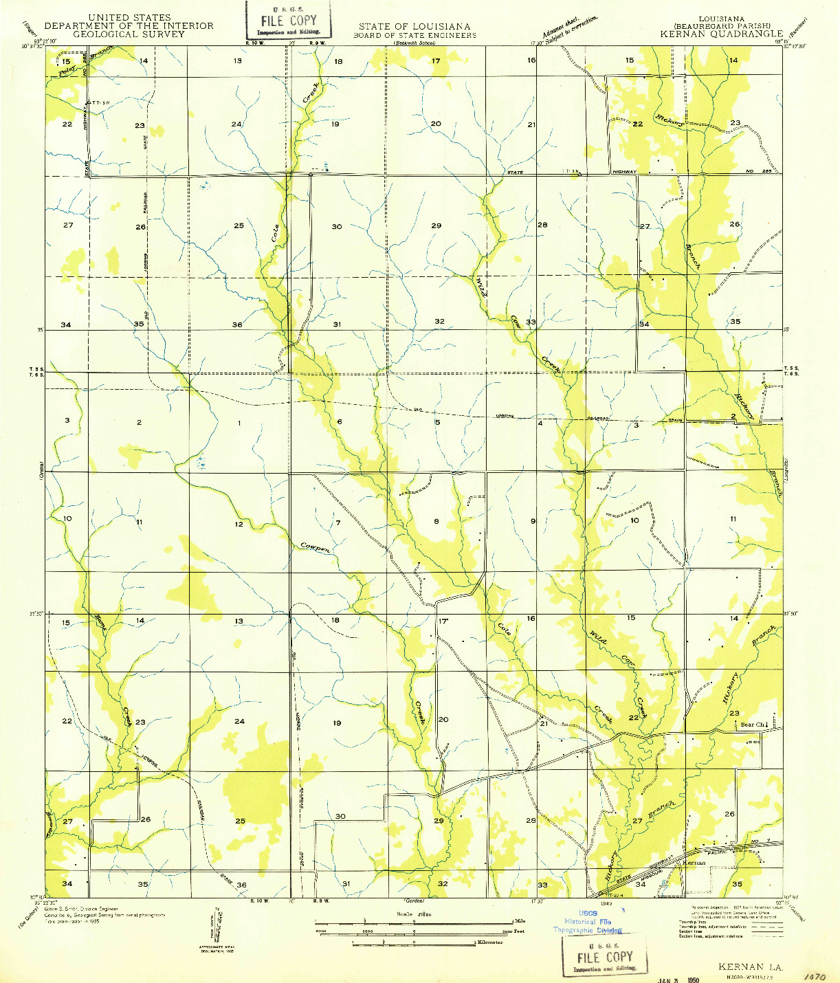 USGS 1:31680-SCALE QUADRANGLE FOR KERNAN, LA 1949