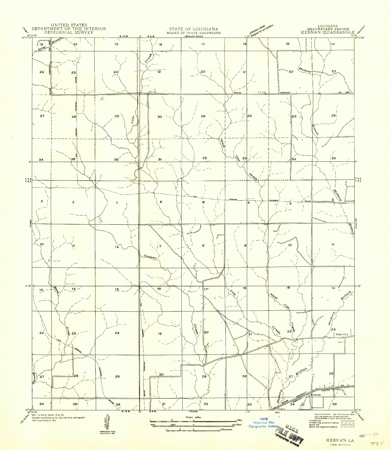 USGS 1:31680-SCALE QUADRANGLE FOR KERNAN, LA 1949