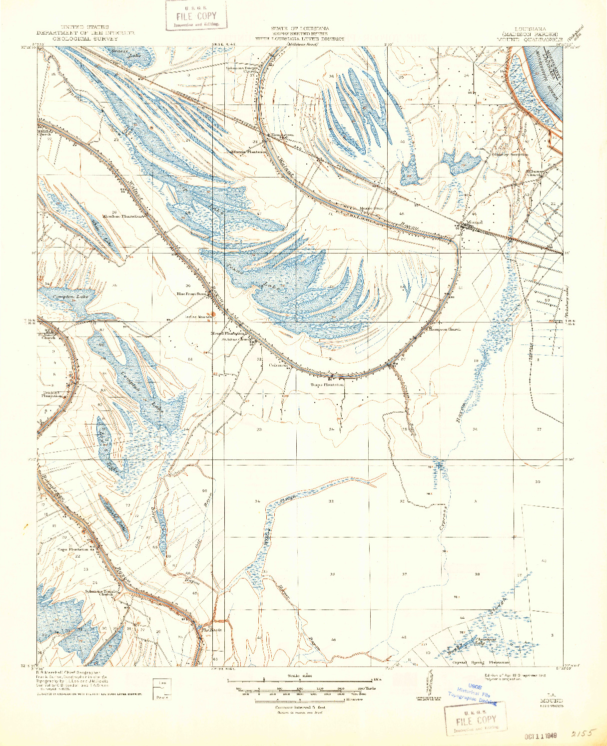 USGS 1:31680-SCALE QUADRANGLE FOR MOUND, LA 1910