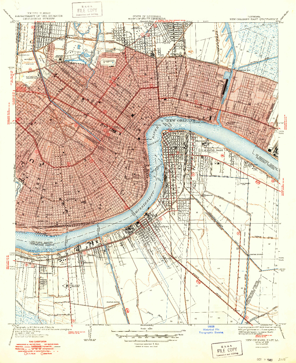 USGS 1:31680-SCALE QUADRANGLE FOR NEW ORLEANS EAST, LA 1939