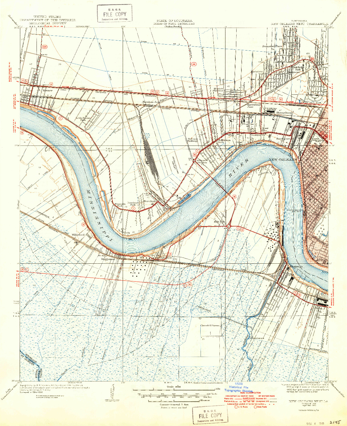 USGS 1:31680-SCALE QUADRANGLE FOR NEW ORLEANS WEST, LA 1938