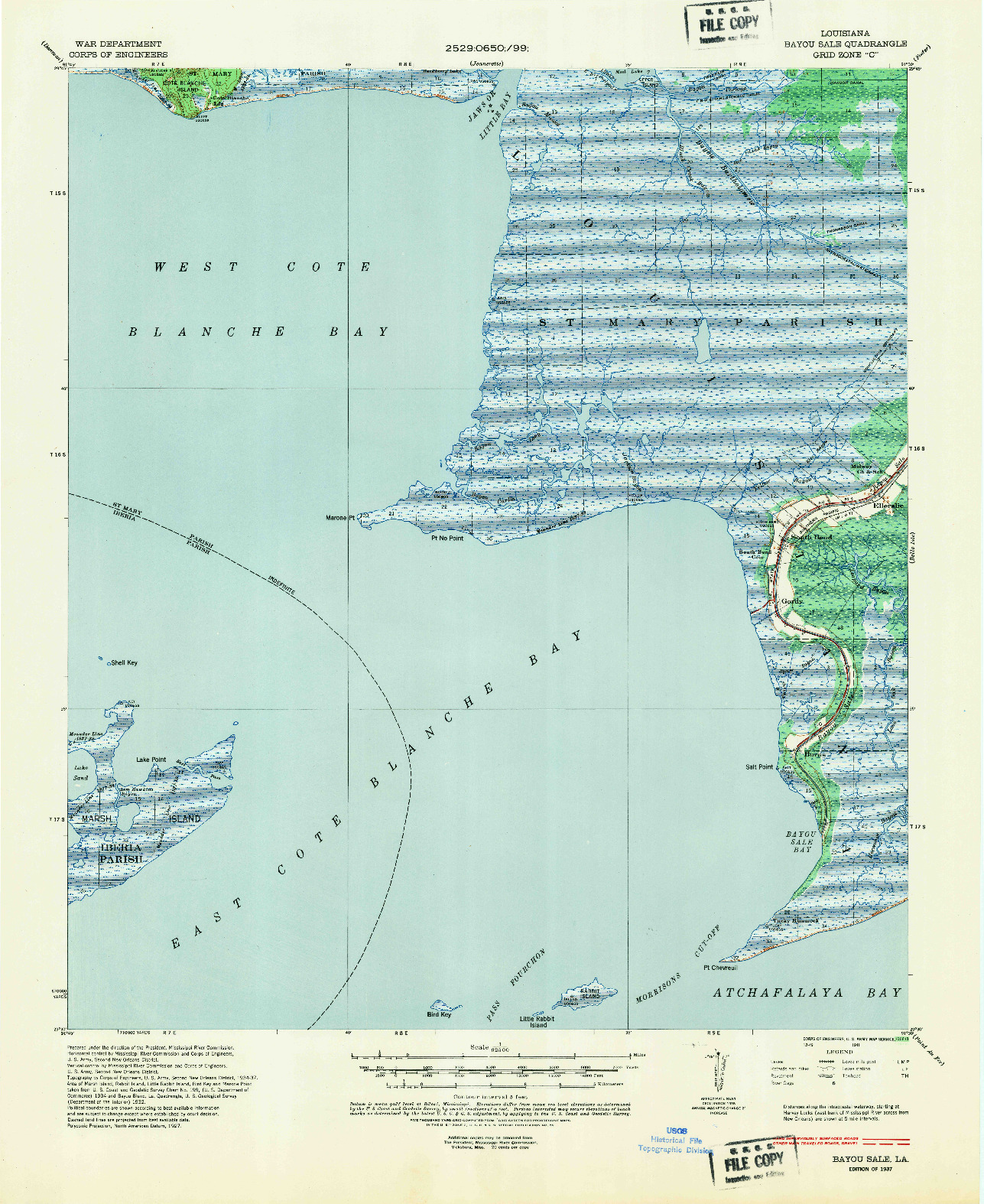 USGS 1:62500-SCALE QUADRANGLE FOR BAYOU SALE, LA 1937