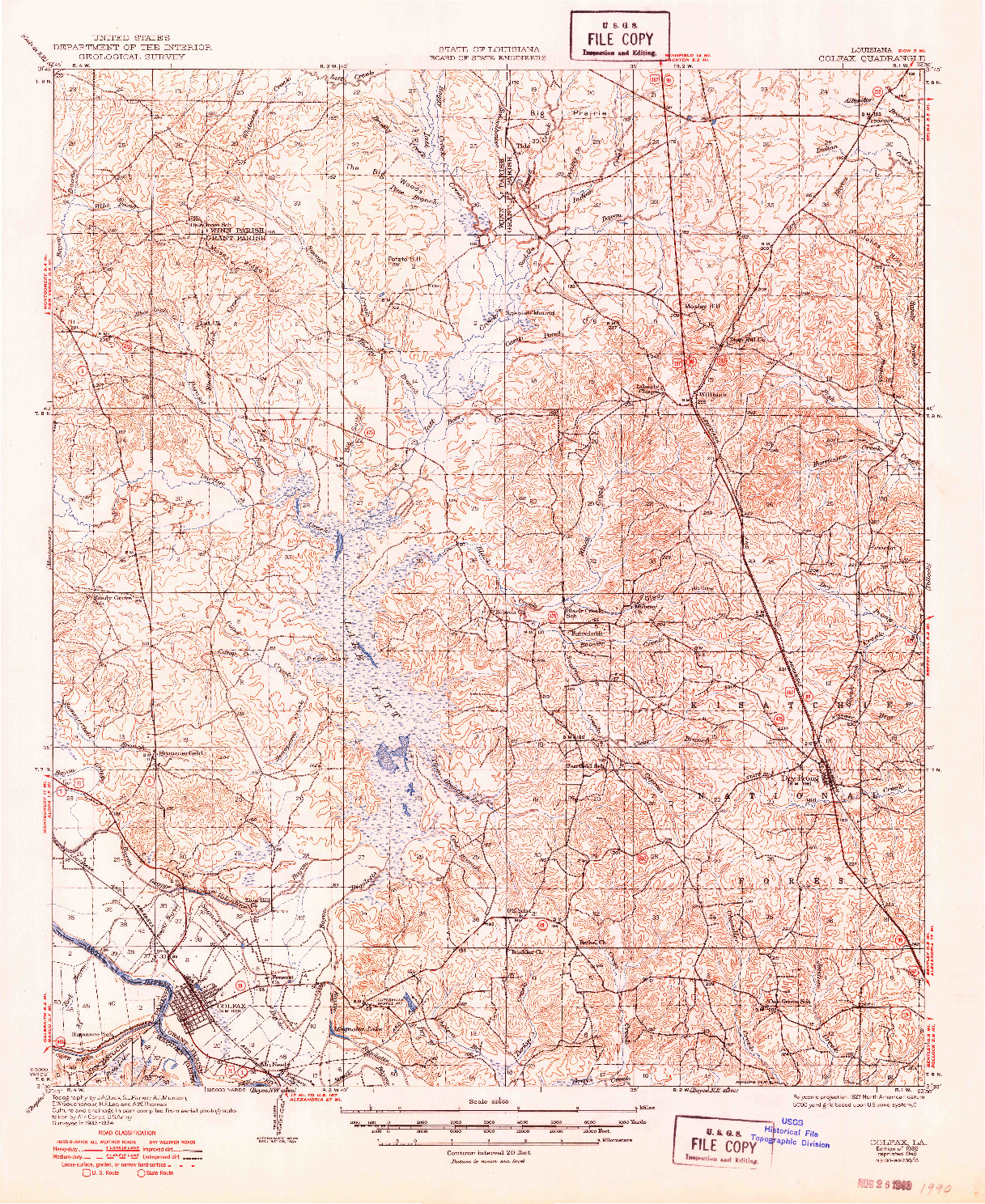 USGS 1:62500-SCALE QUADRANGLE FOR COLFAX, LA 1936