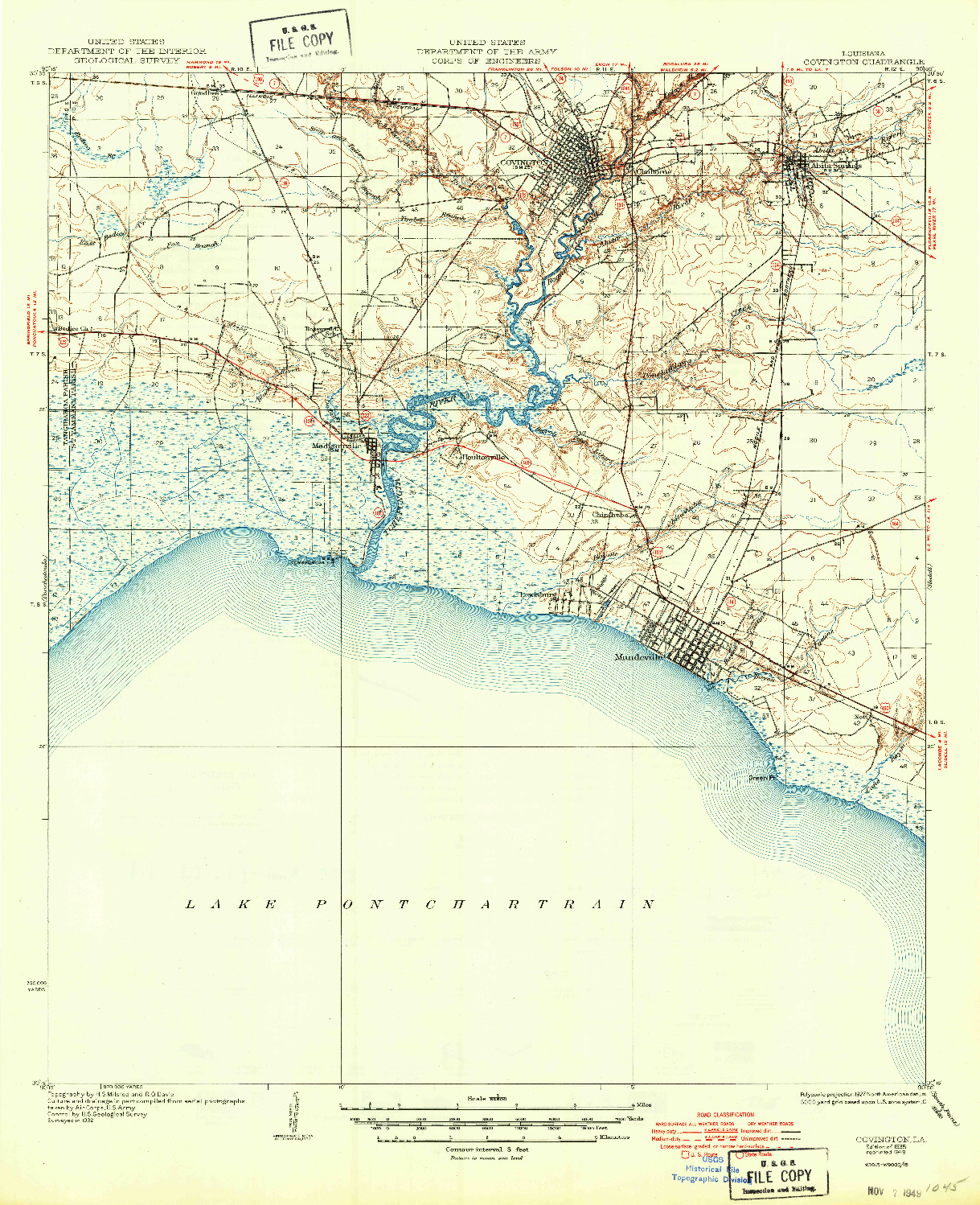 USGS 1:62500-SCALE QUADRANGLE FOR COVINGTON, LA 1935