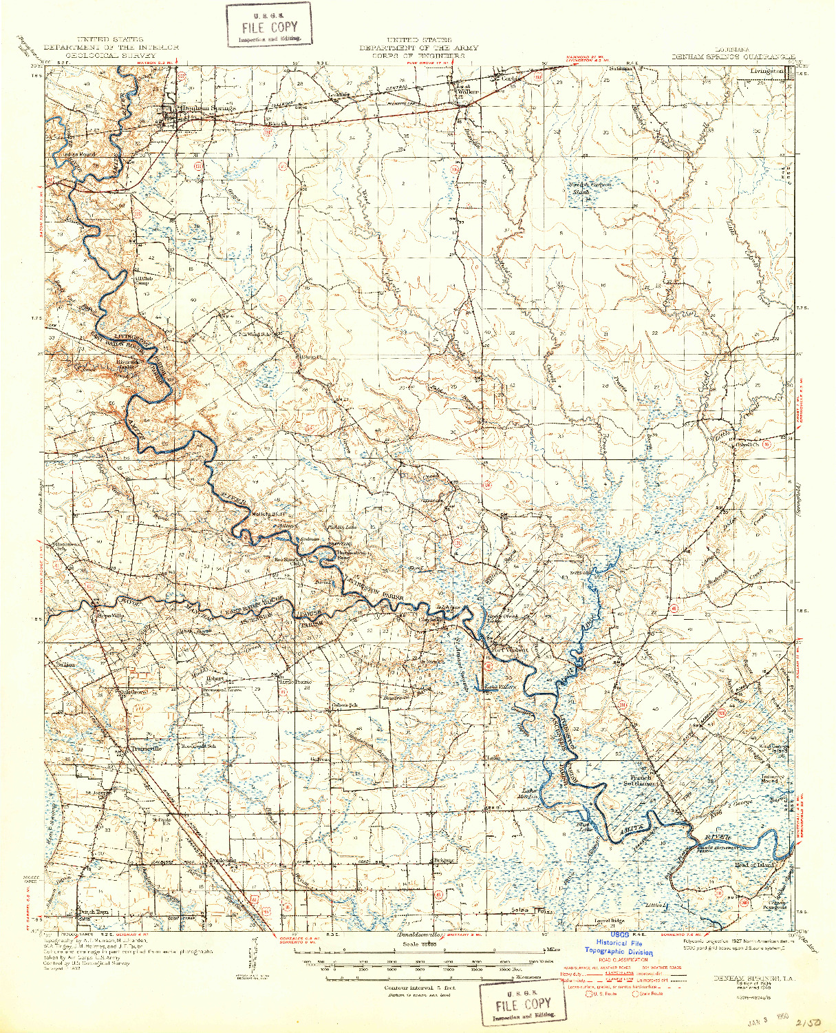 USGS 1:62500-SCALE QUADRANGLE FOR DENHAM SPRINGS, LA 1934