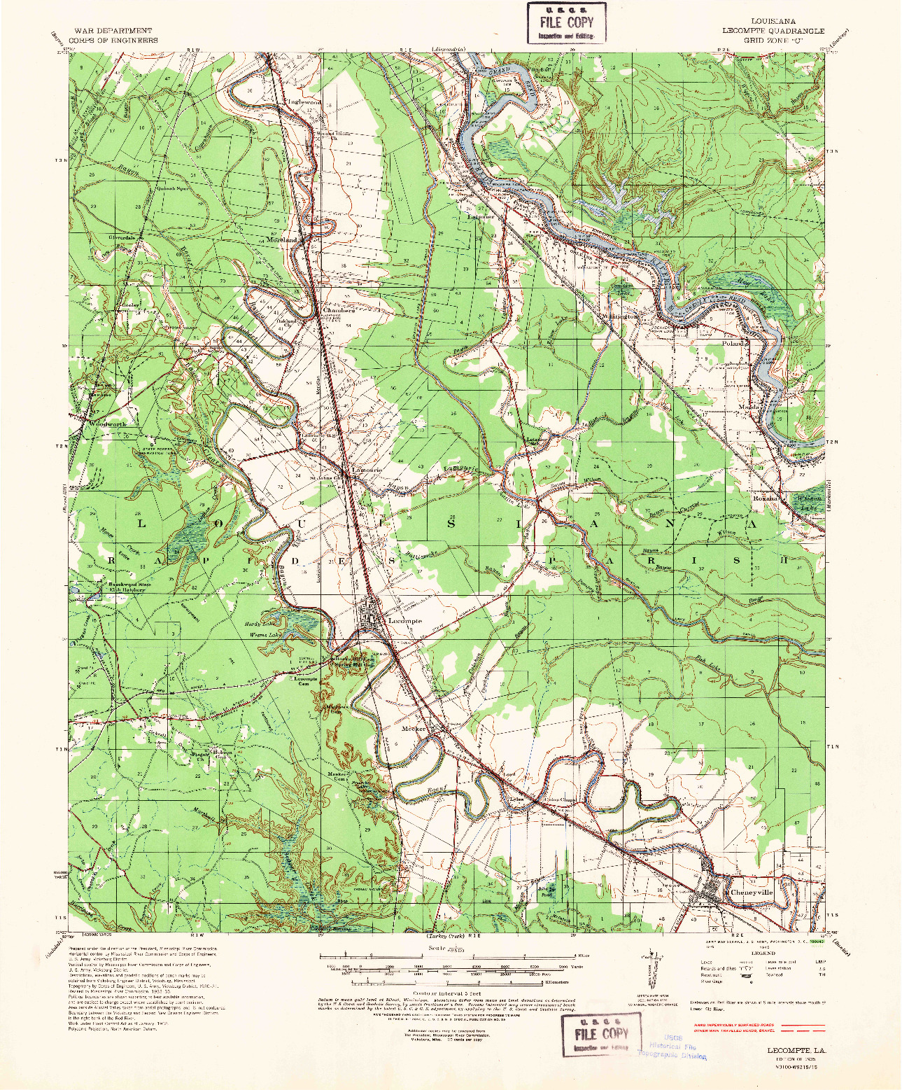 USGS 1:62500-SCALE QUADRANGLE FOR LECOMPTE, LA 1935