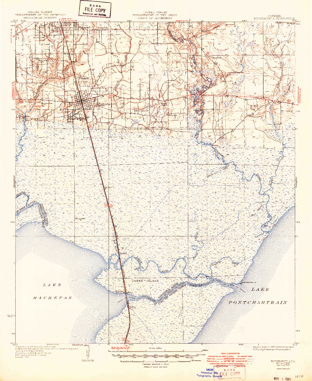 USGS 1:62500-SCALE QUADRANGLE FOR PONCHATOULA, LA 1935