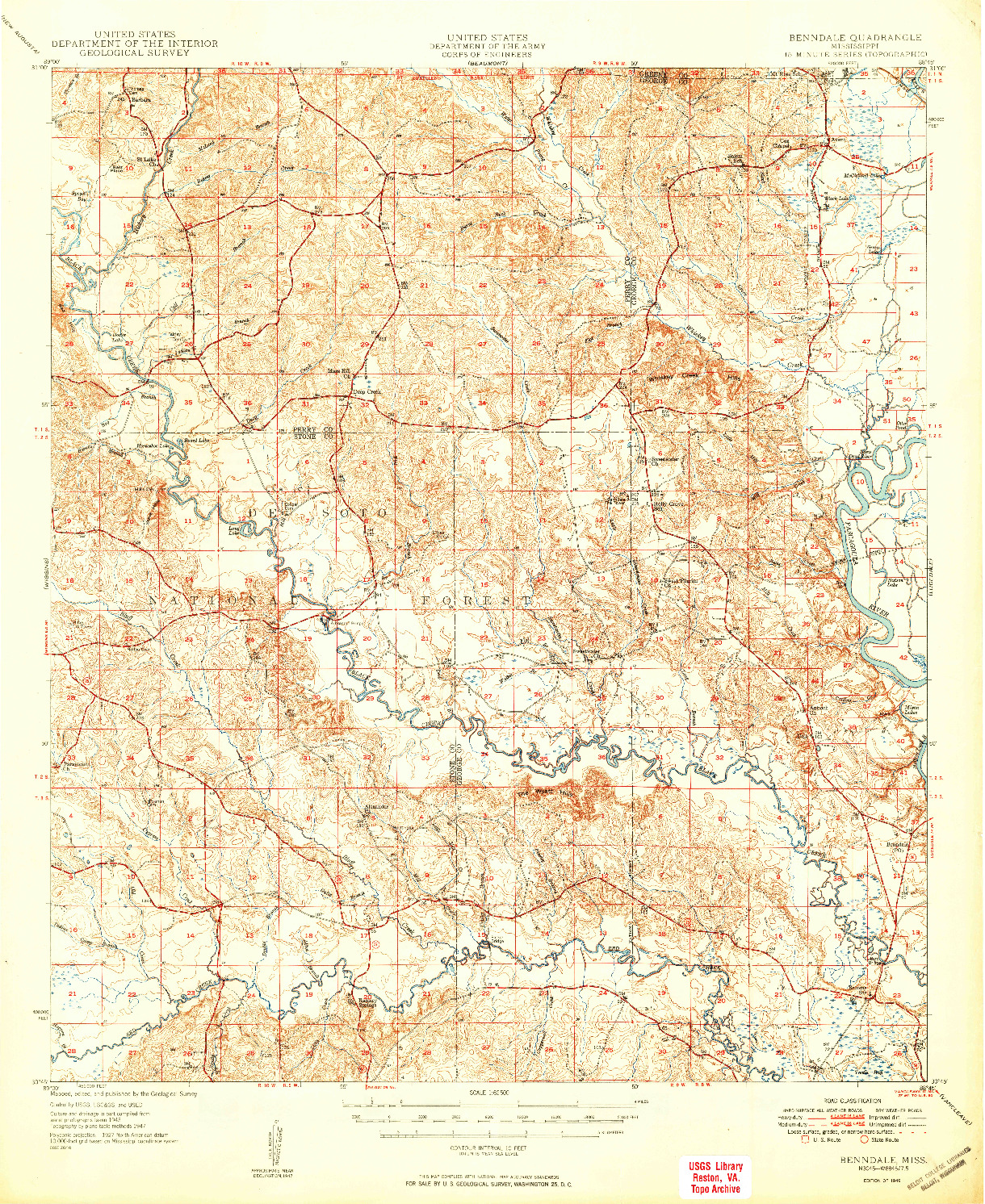 USGS 1:62500-SCALE QUADRANGLE FOR BENNDALE, MS 1949