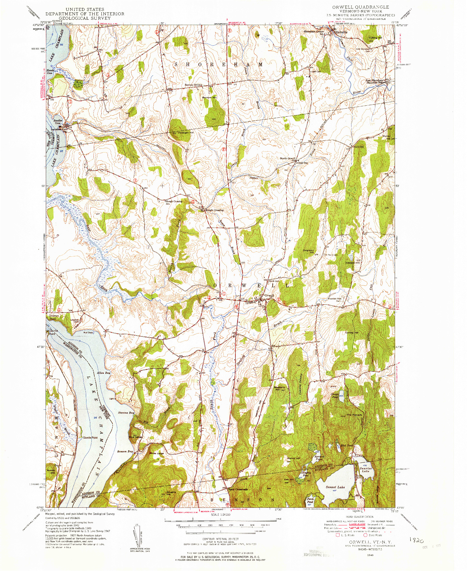 USGS 1:24000-SCALE QUADRANGLE FOR ORWELL, VT 1949