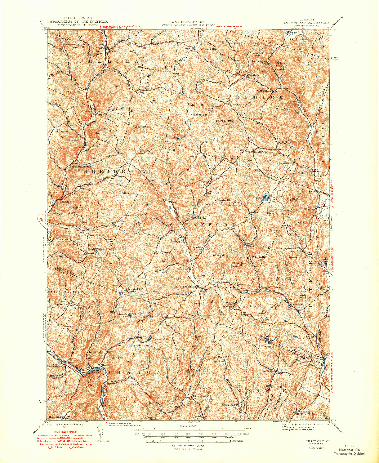 USGS 1:62500-SCALE QUADRANGLE FOR STRAFFORD, VT 1944