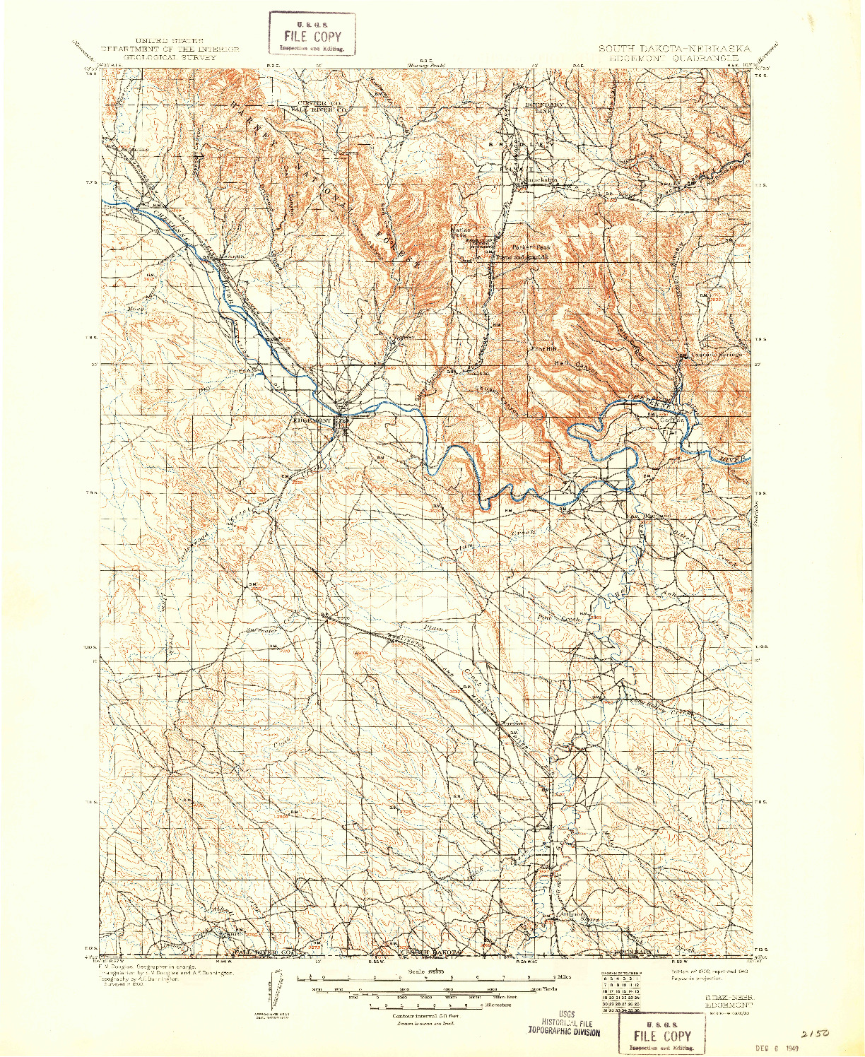 USGS 1:125000-SCALE QUADRANGLE FOR EDGEMONT, SD 1902