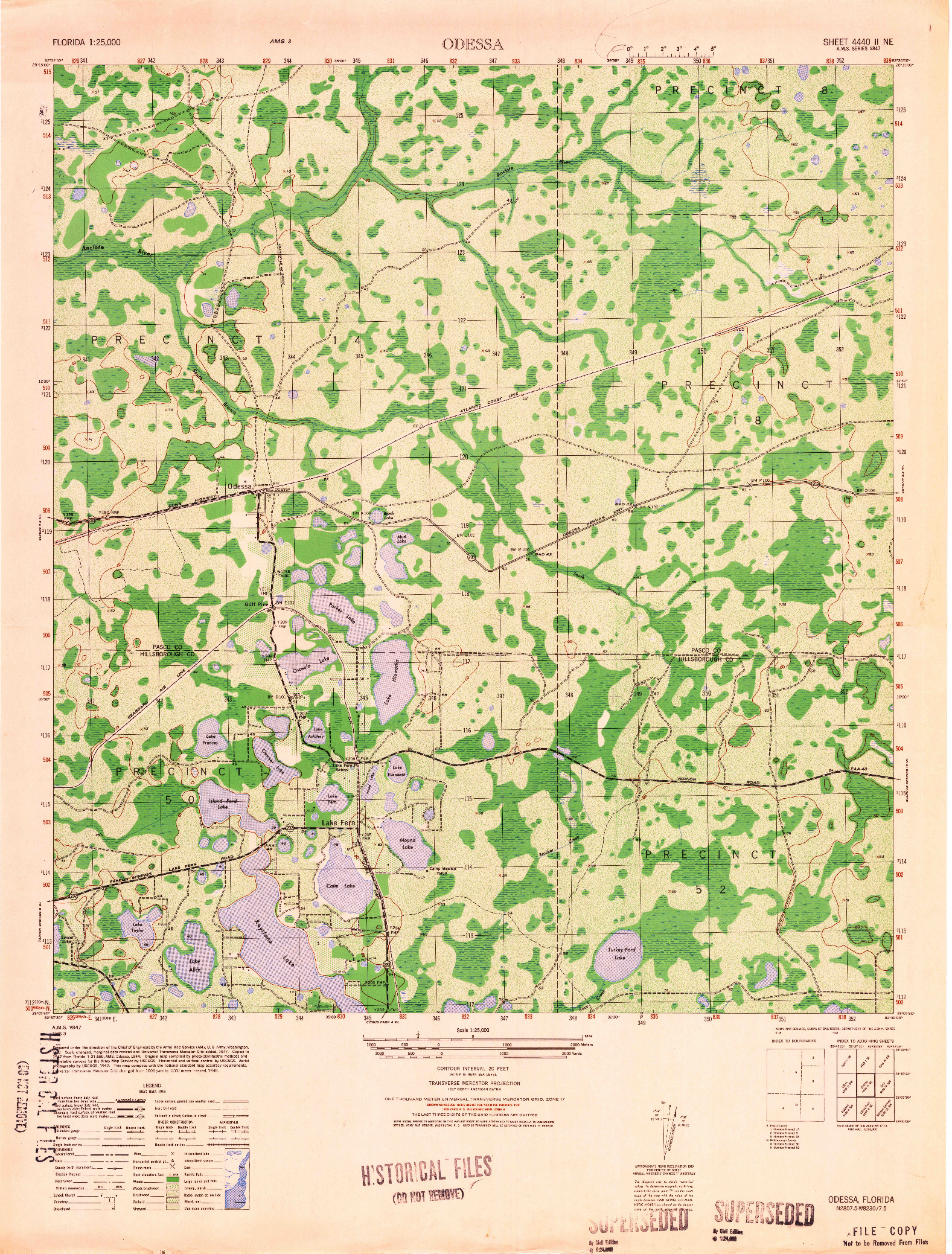 USGS 1:25000-SCALE QUADRANGLE FOR ODESSA, FL 1949