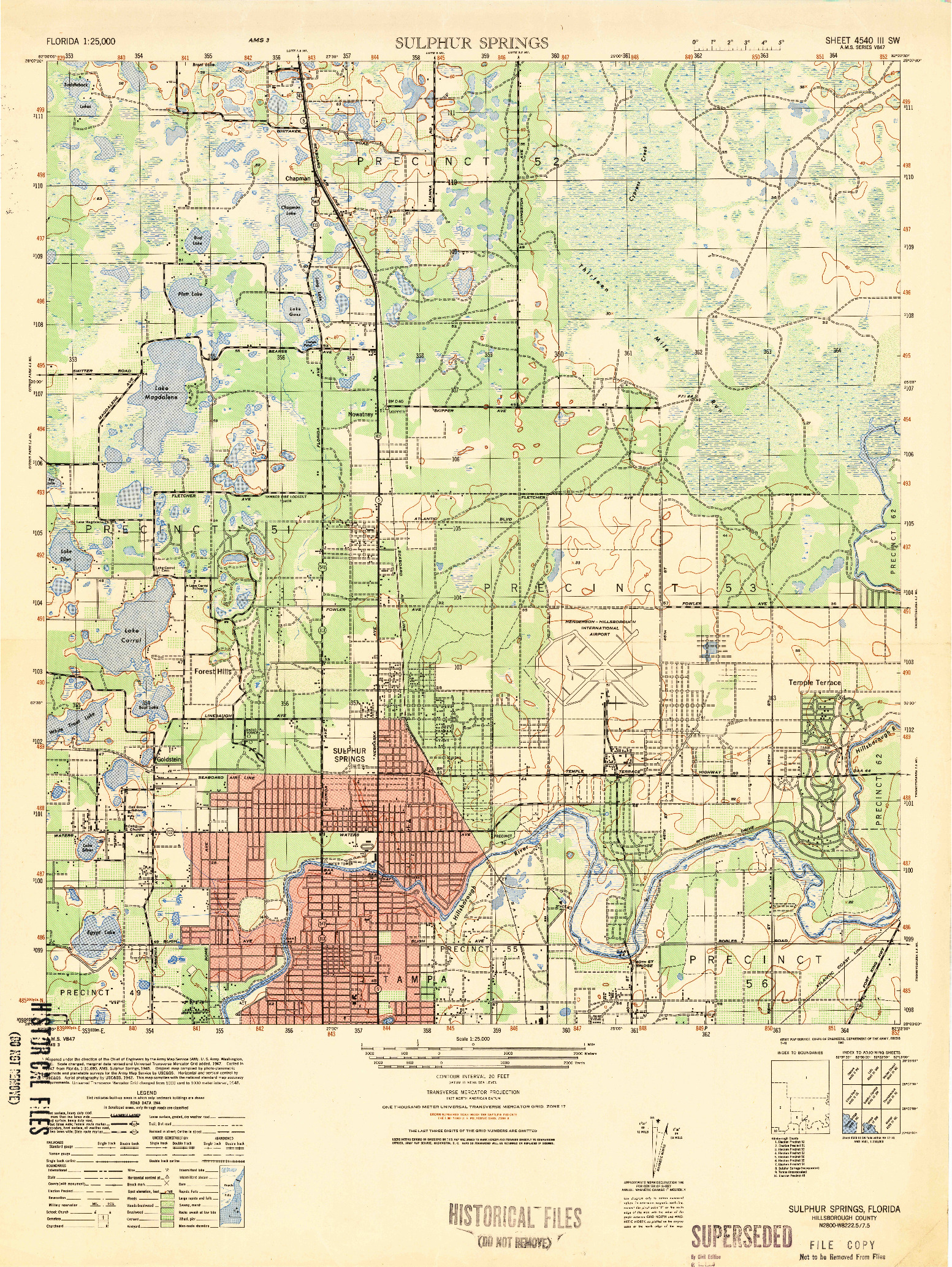 USGS 1:25000-SCALE QUADRANGLE FOR SULPHUR SPRINGS, FL 1949