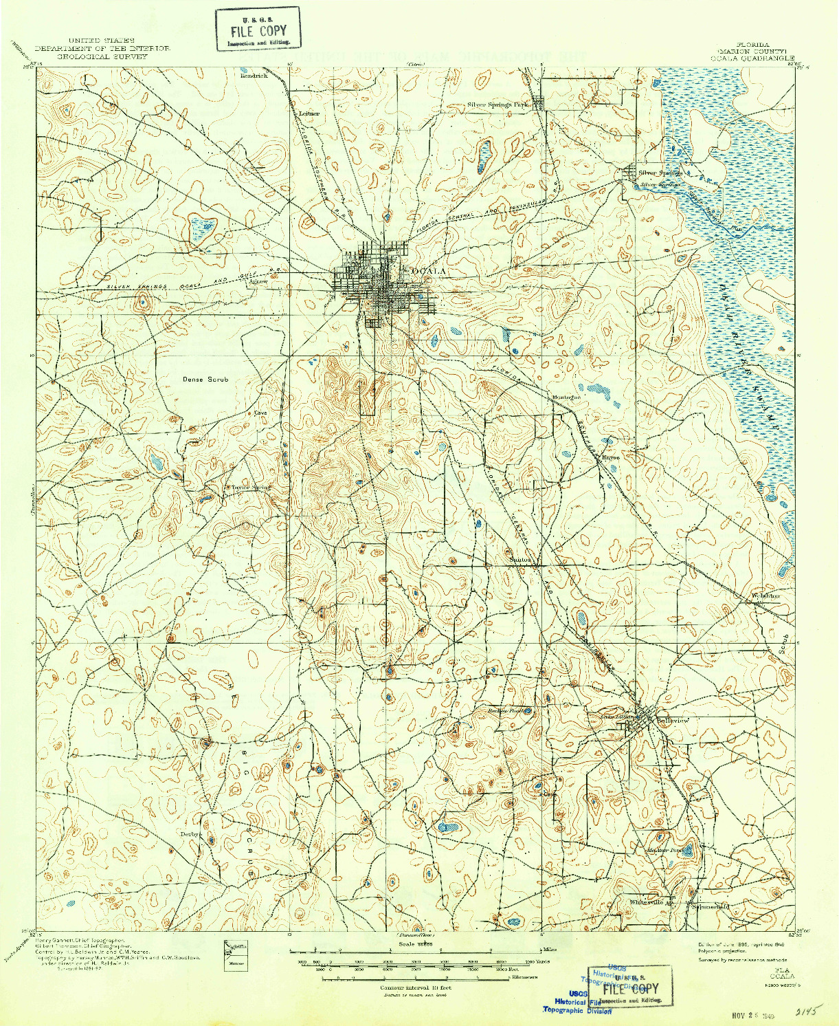 USGS 1:62500-SCALE QUADRANGLE FOR OCALA, FL 1895