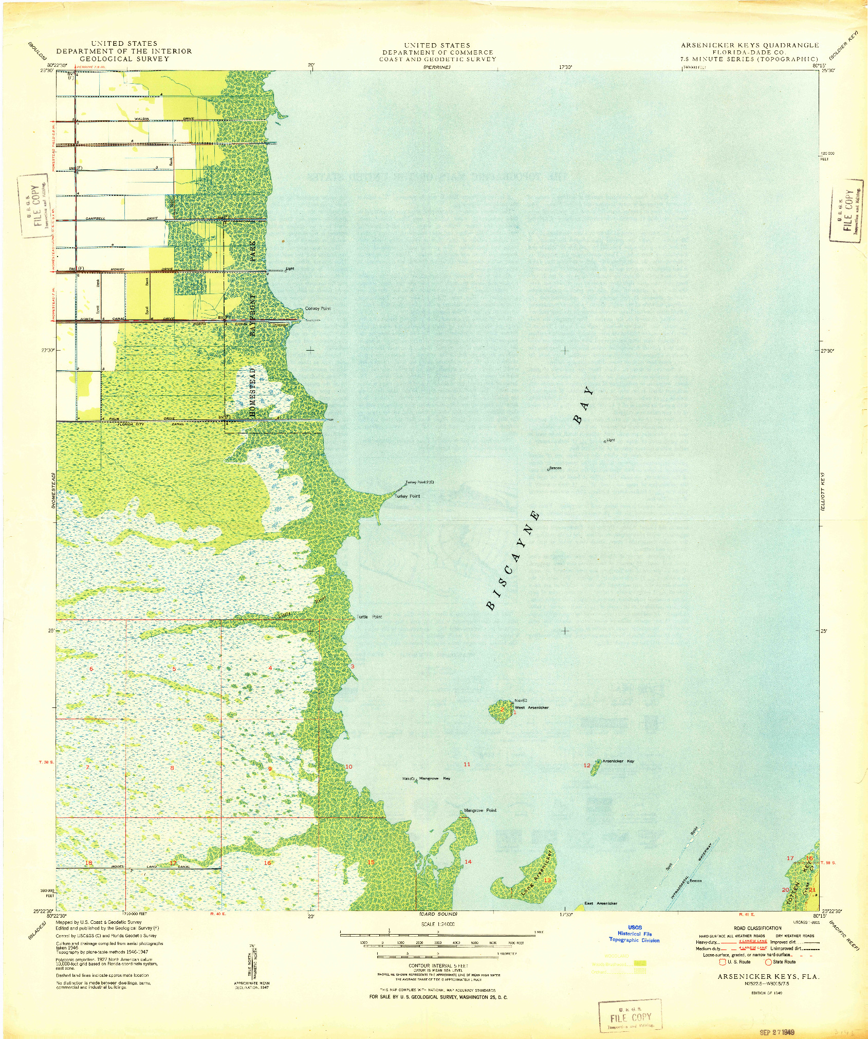 USGS 1:24000-SCALE QUADRANGLE FOR ARSENICKER KEYS, FL 1949