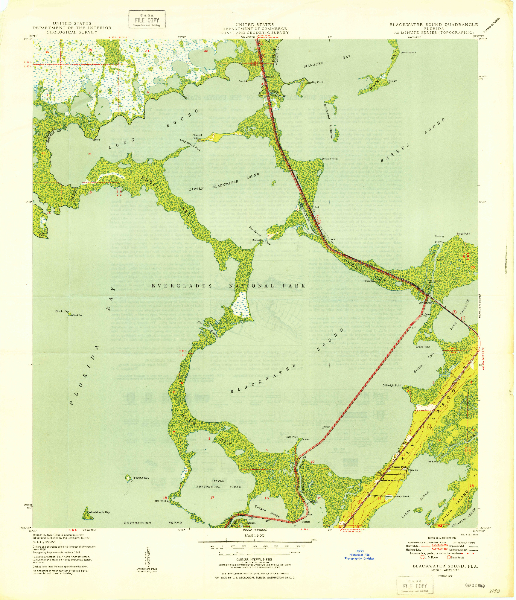 USGS 1:24000-SCALE QUADRANGLE FOR BLACKWATER SOUND, FL 1949