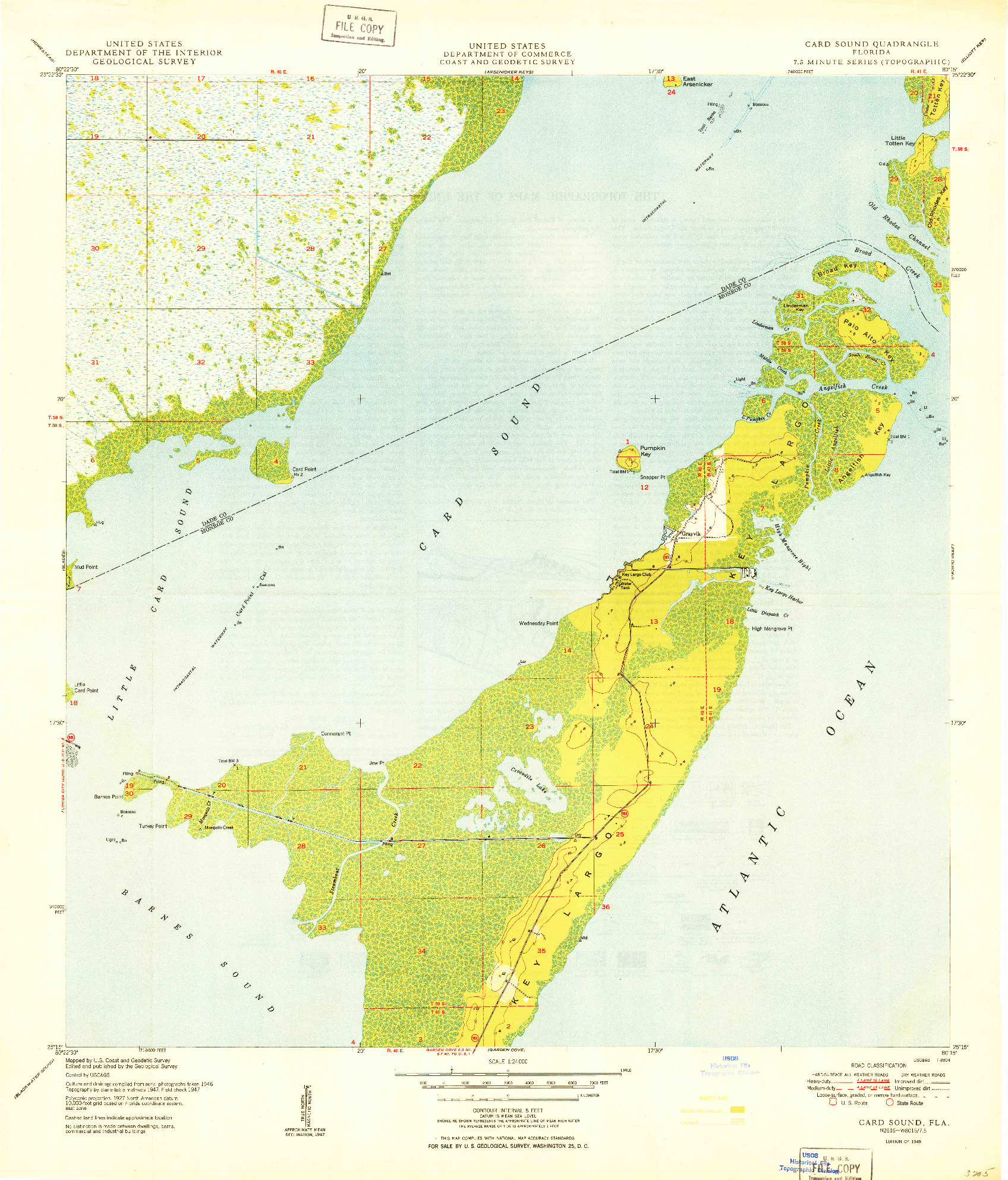 USGS 1:24000-SCALE QUADRANGLE FOR CARD SOUND, FL 1949