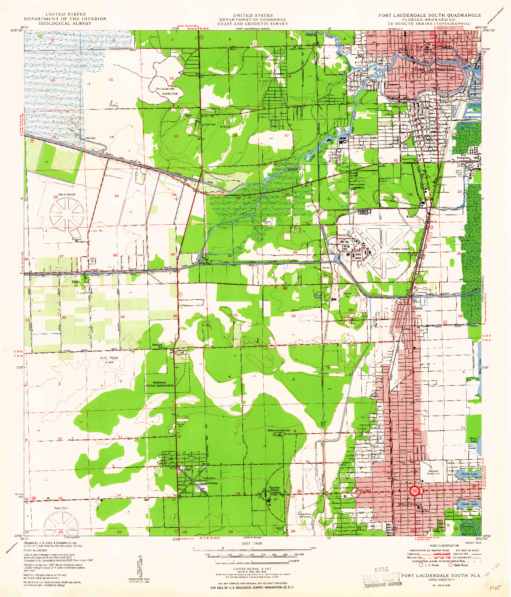USGS 1:24000-SCALE QUADRANGLE FOR FORT LAUDERDALE SOUTH, FL 1949